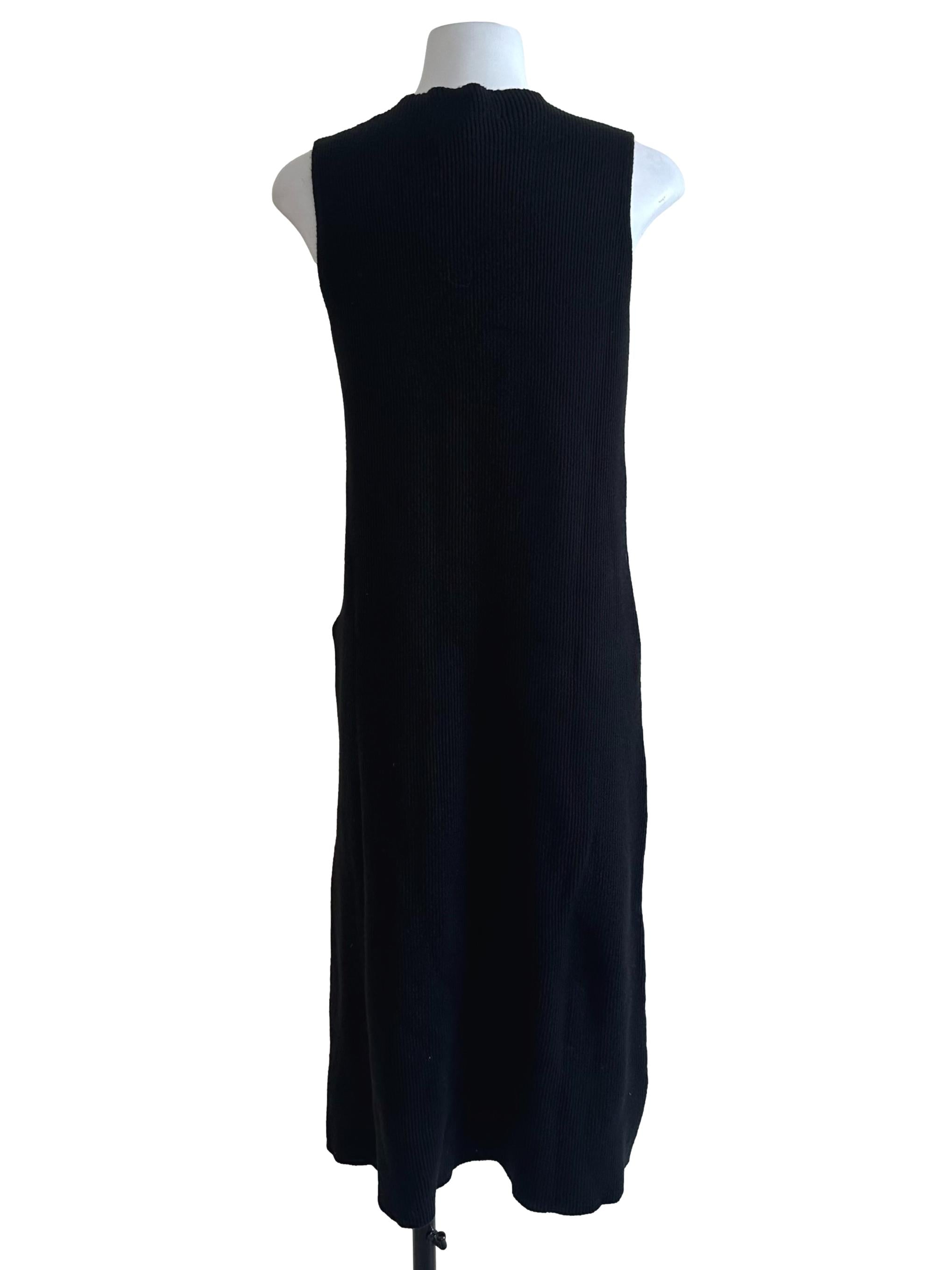 Raven Black Knit Slitt Sleveless Dress
