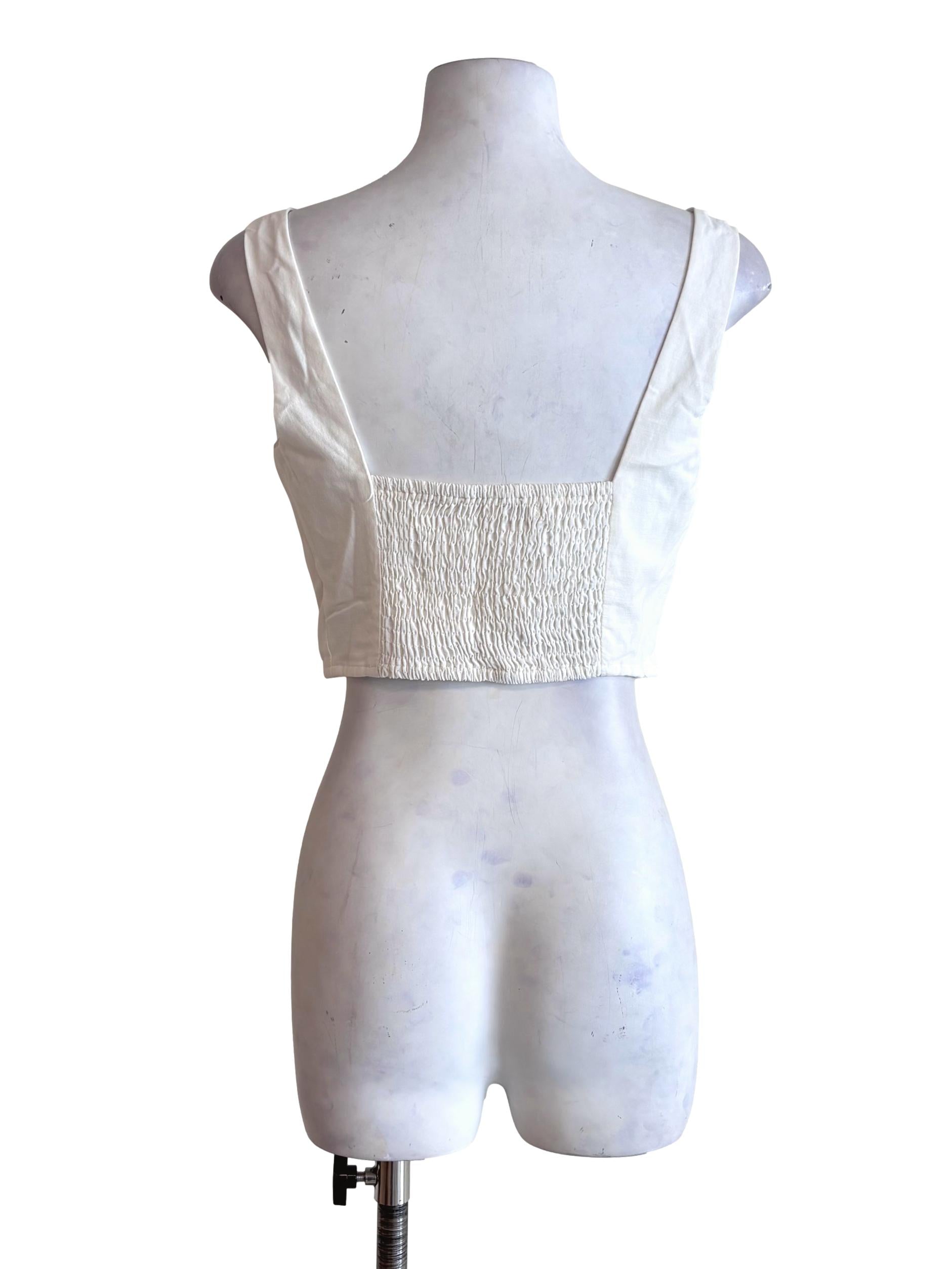 White Square Neck Crop Top
