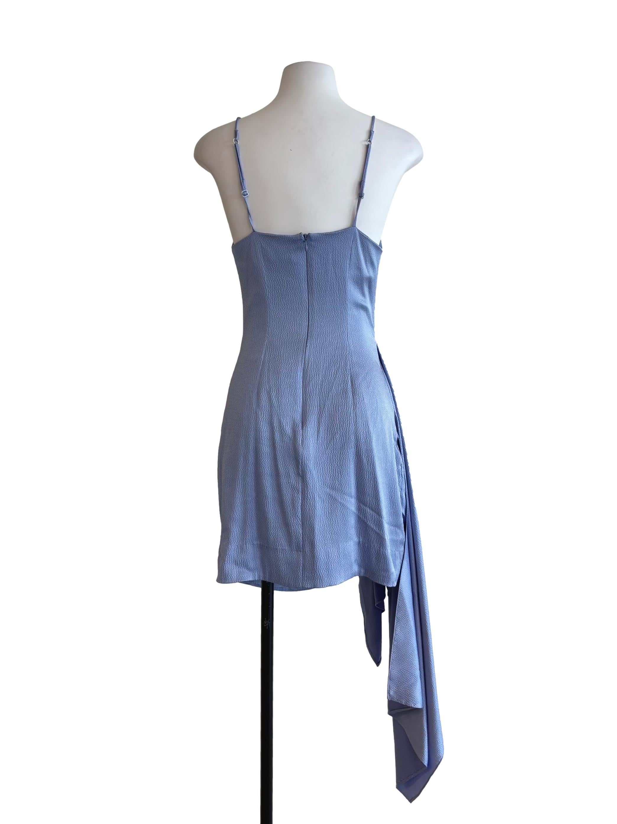 Carolina Blue Spaghetti Strap Drape Mini Dress