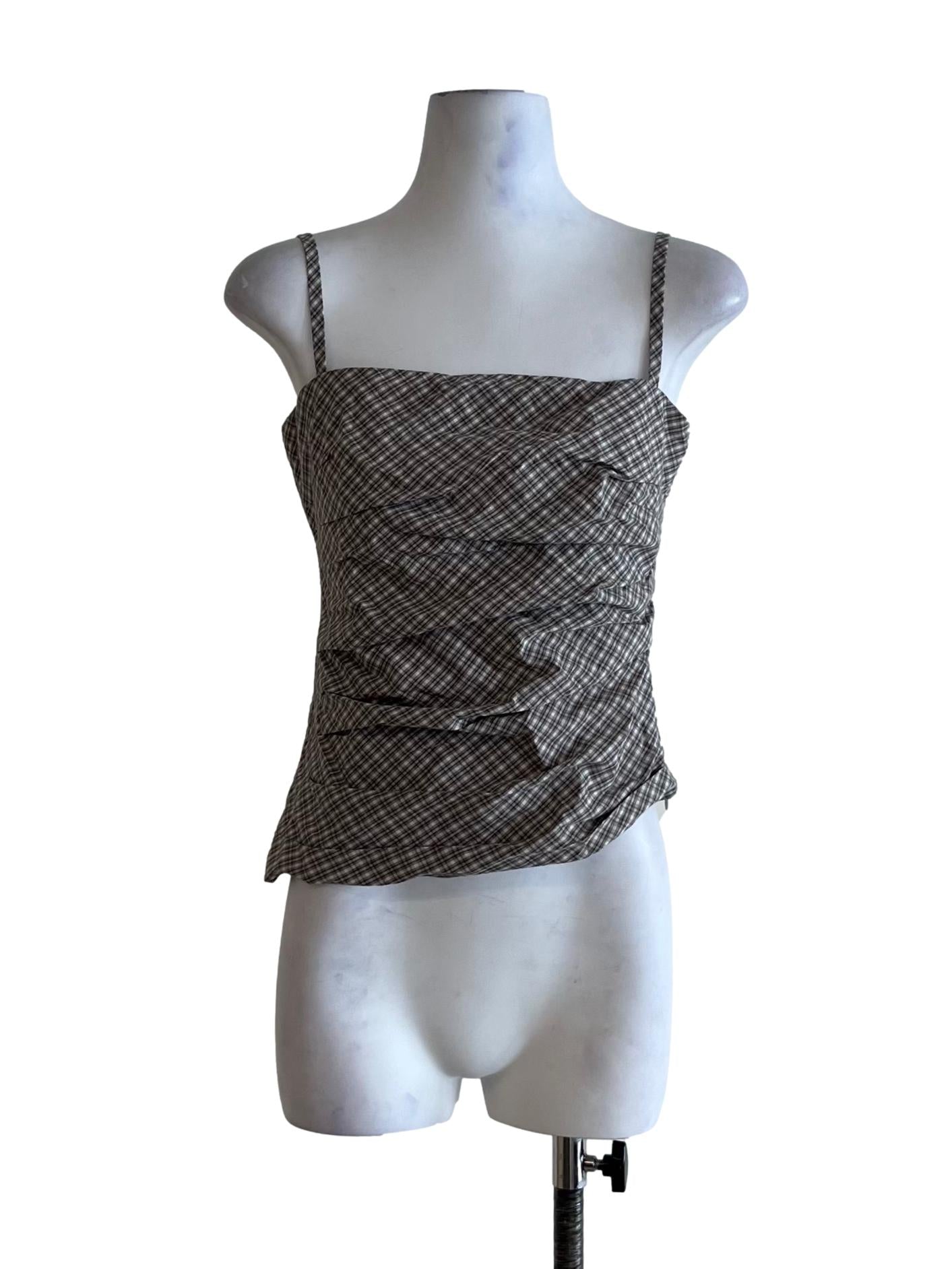 Brown Tartan Sleeveless Top