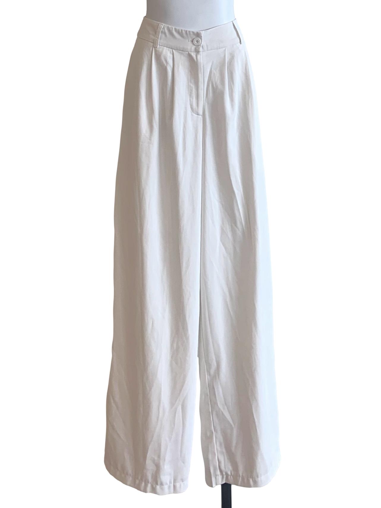 Chiffon White Wide Leg Pants
