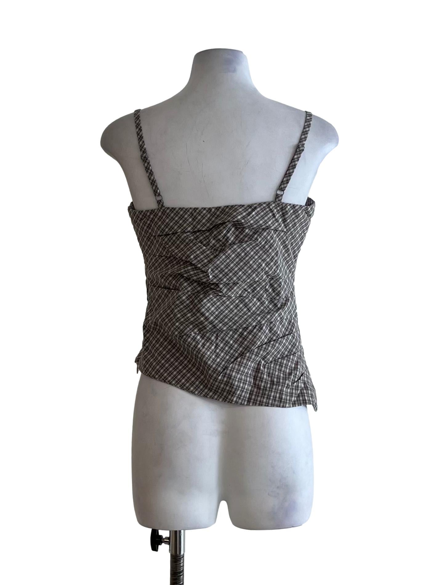 Brown Tartan Sleeveless Top