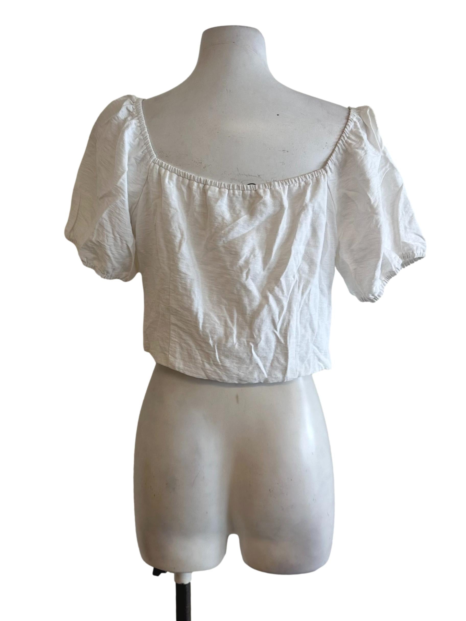 Off White V Neck Overlap Top