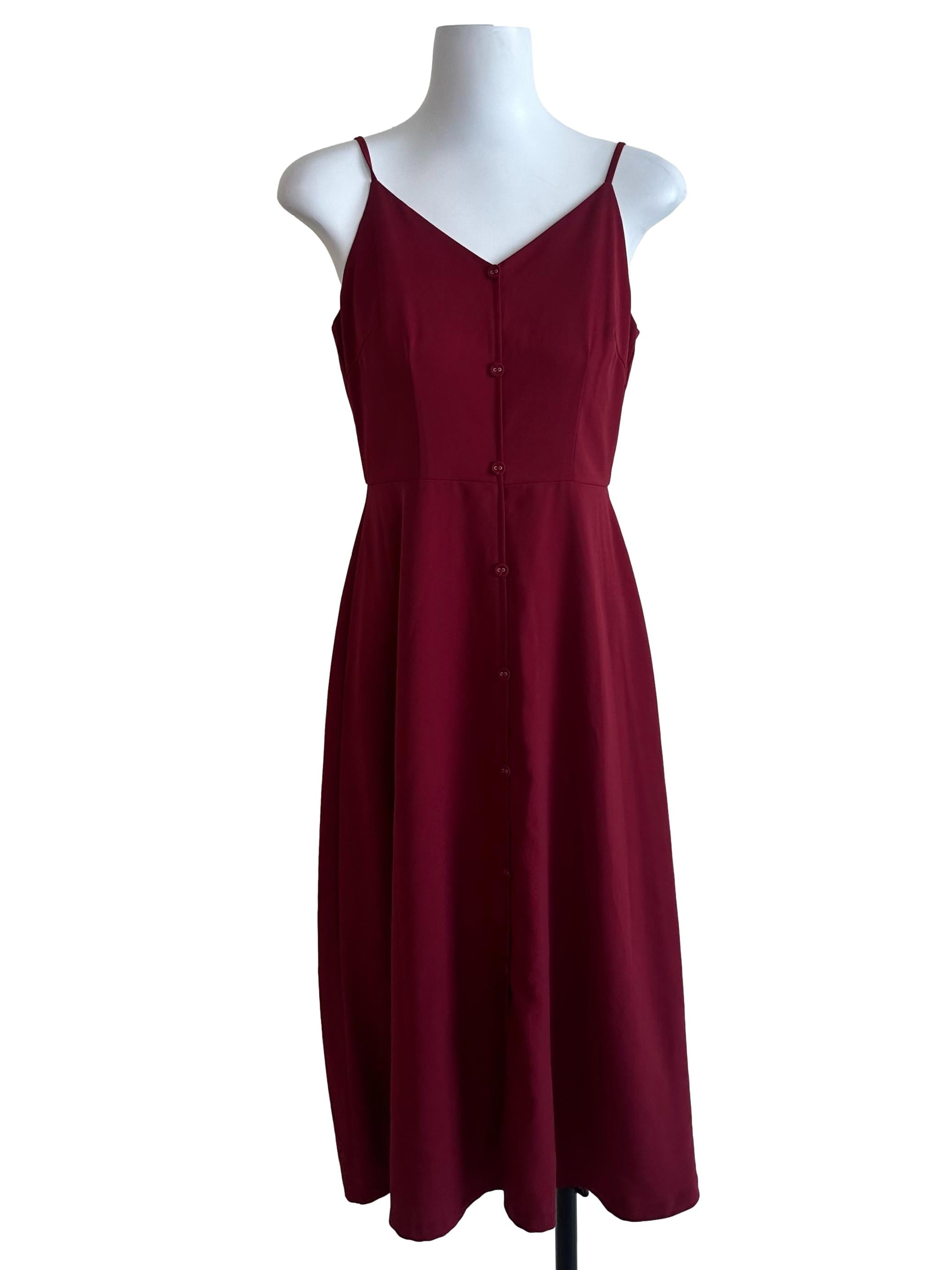 Scarlet Red V Neck Button Dress