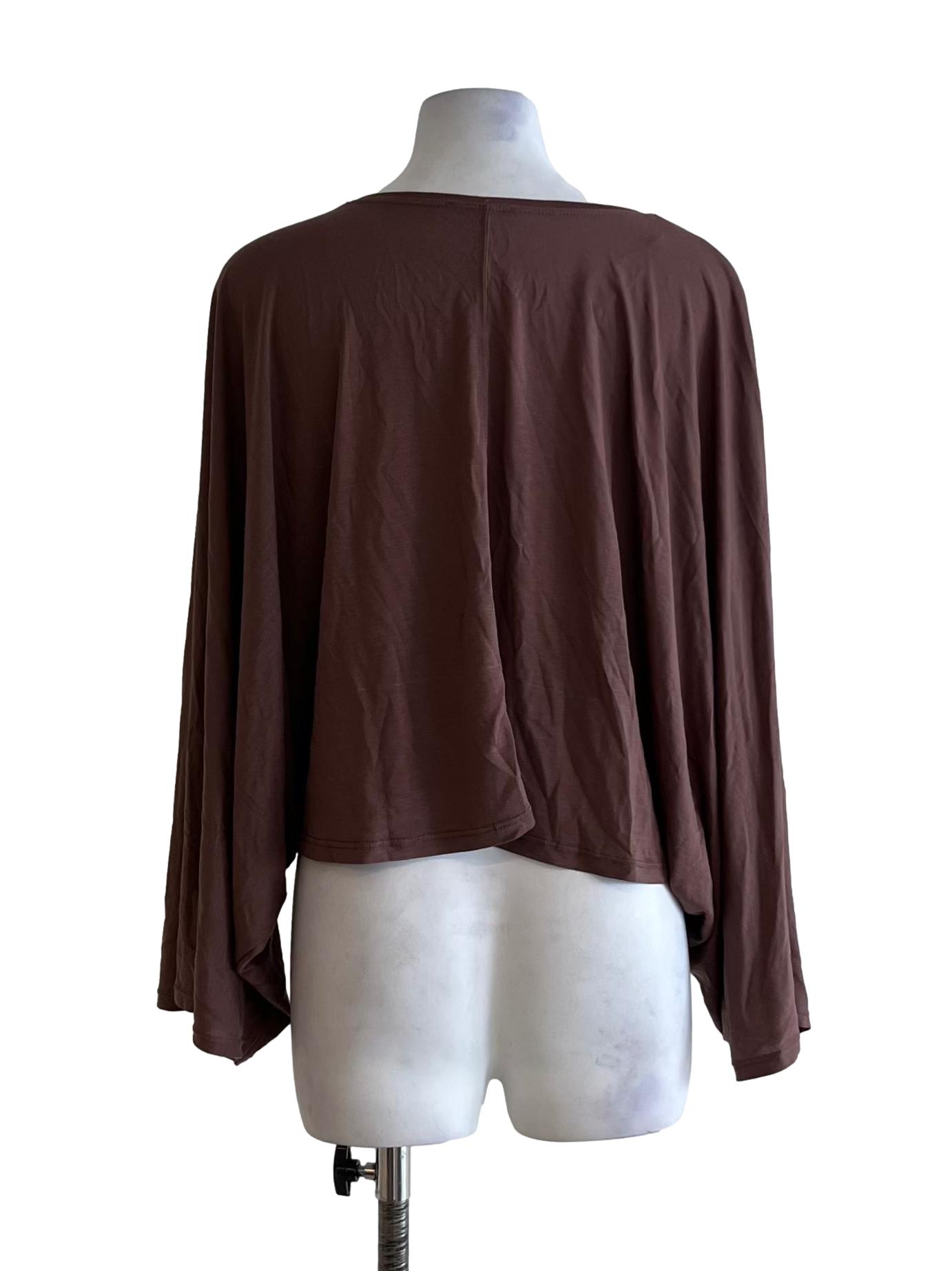 Brown Jewel Neckline Blouse