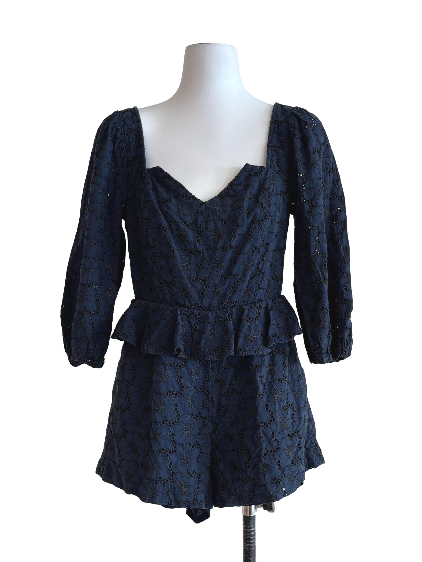 Midnight Blue Lace Romper