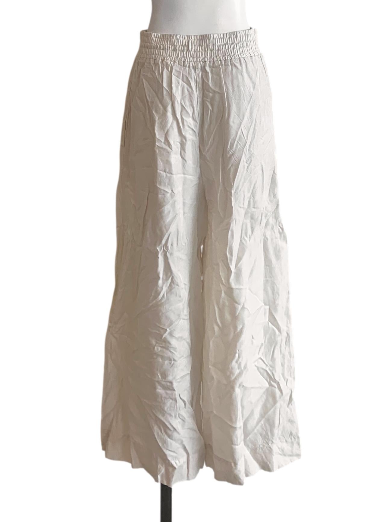Linen Beige Wide Leg Pant