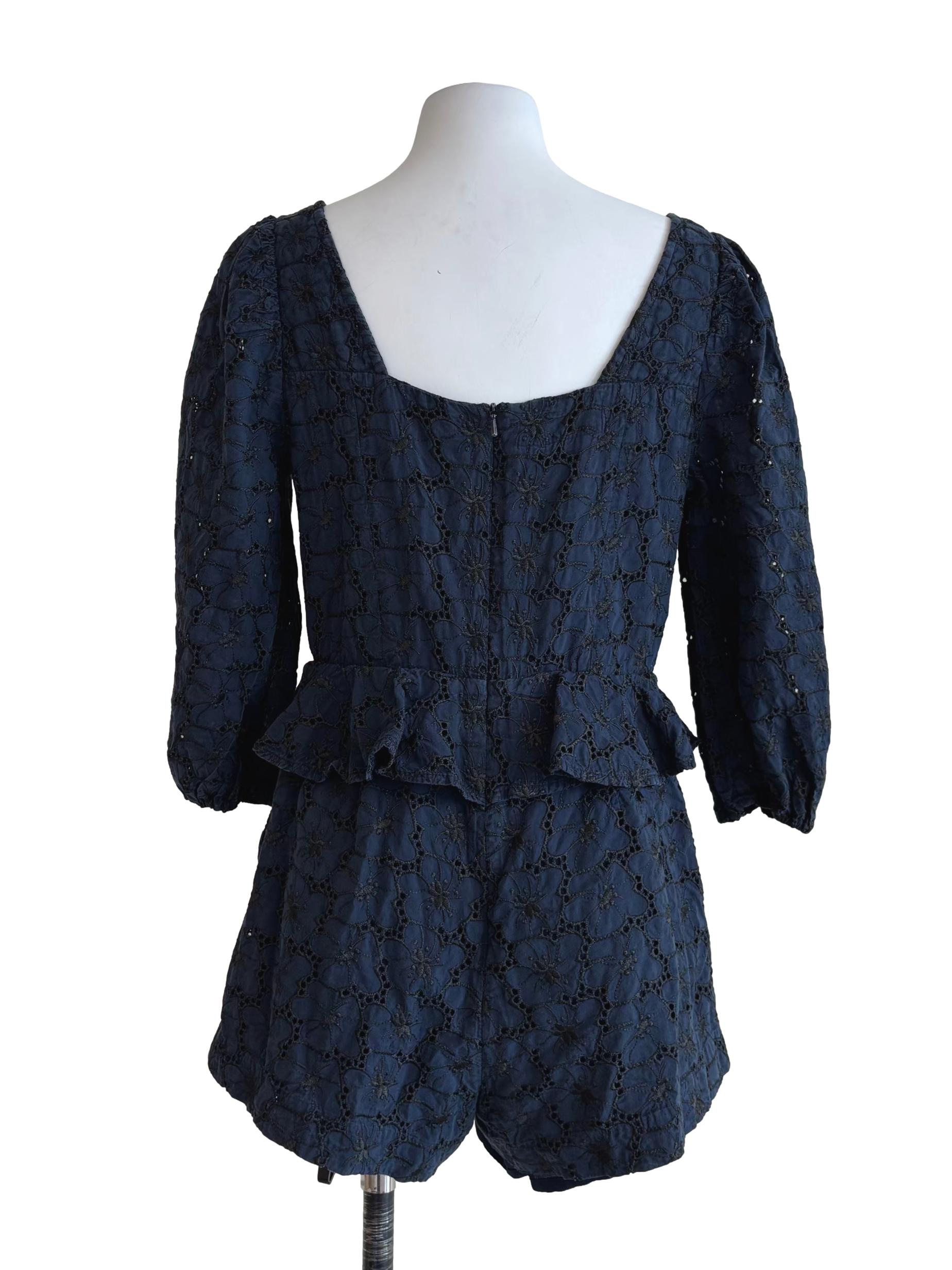 Midnight Blue Lace Romper