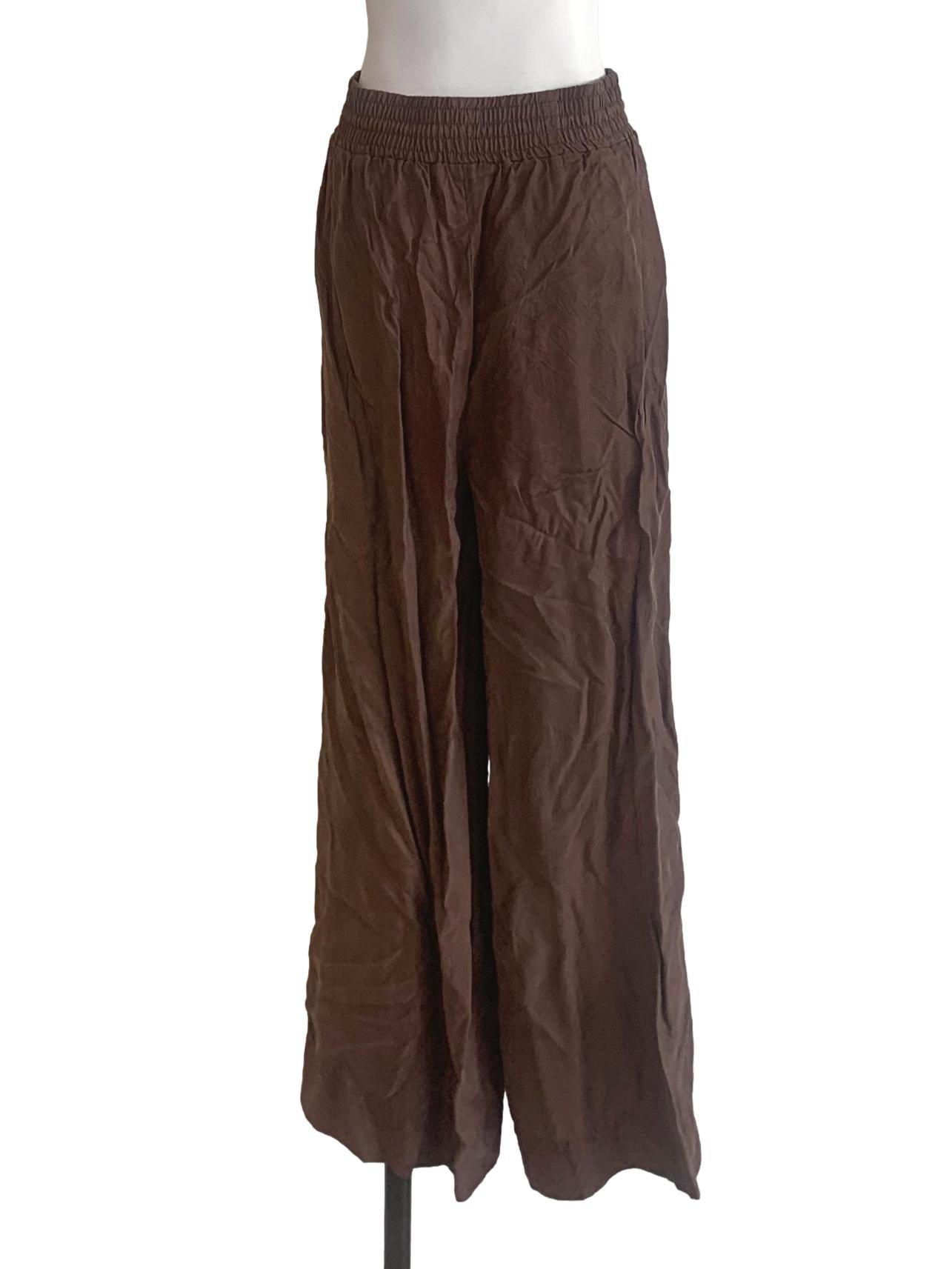 Walnut Brown Wide Leg Pants