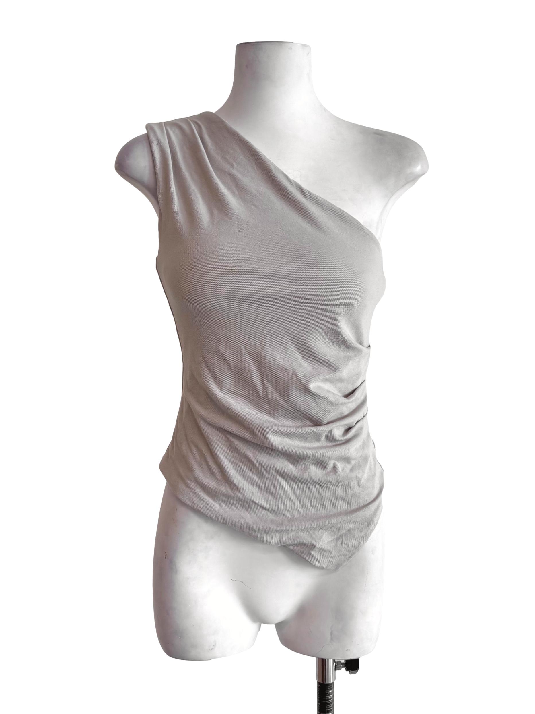 Etoupe Asymmetric Ruched Top