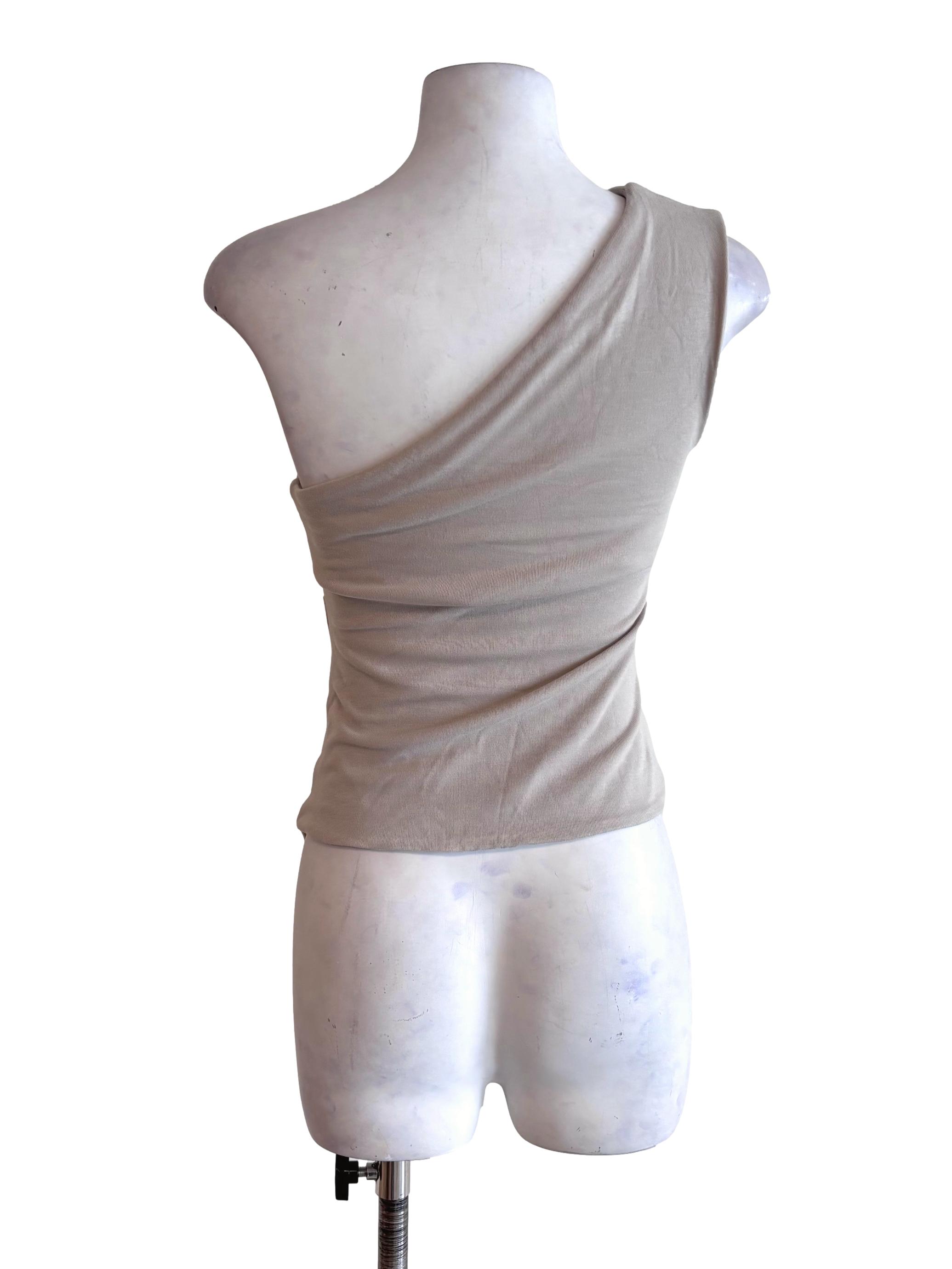 Etoupe Asymmetric Ruched Top