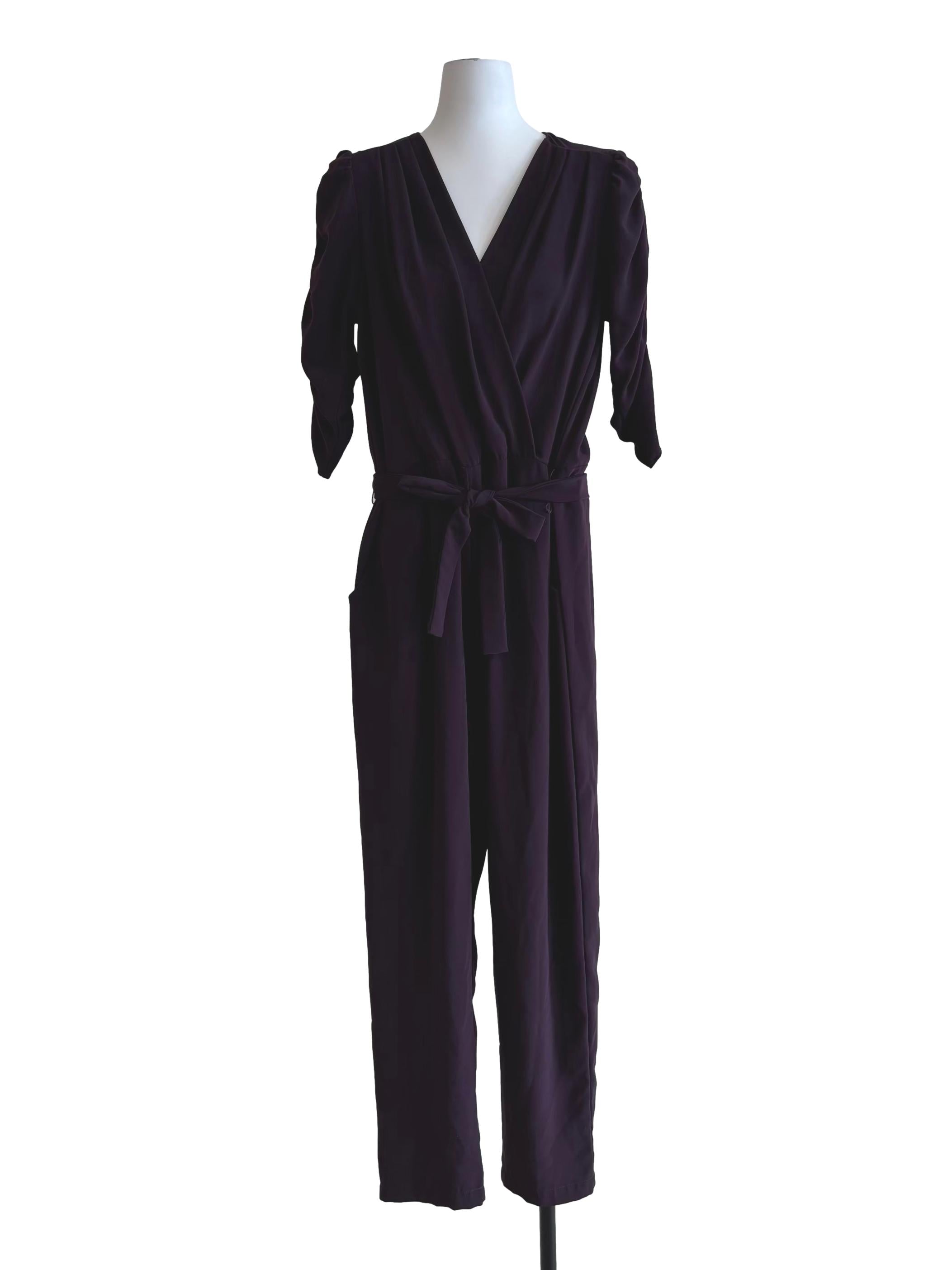 Eggplant Purple Surplice Jumpsuit