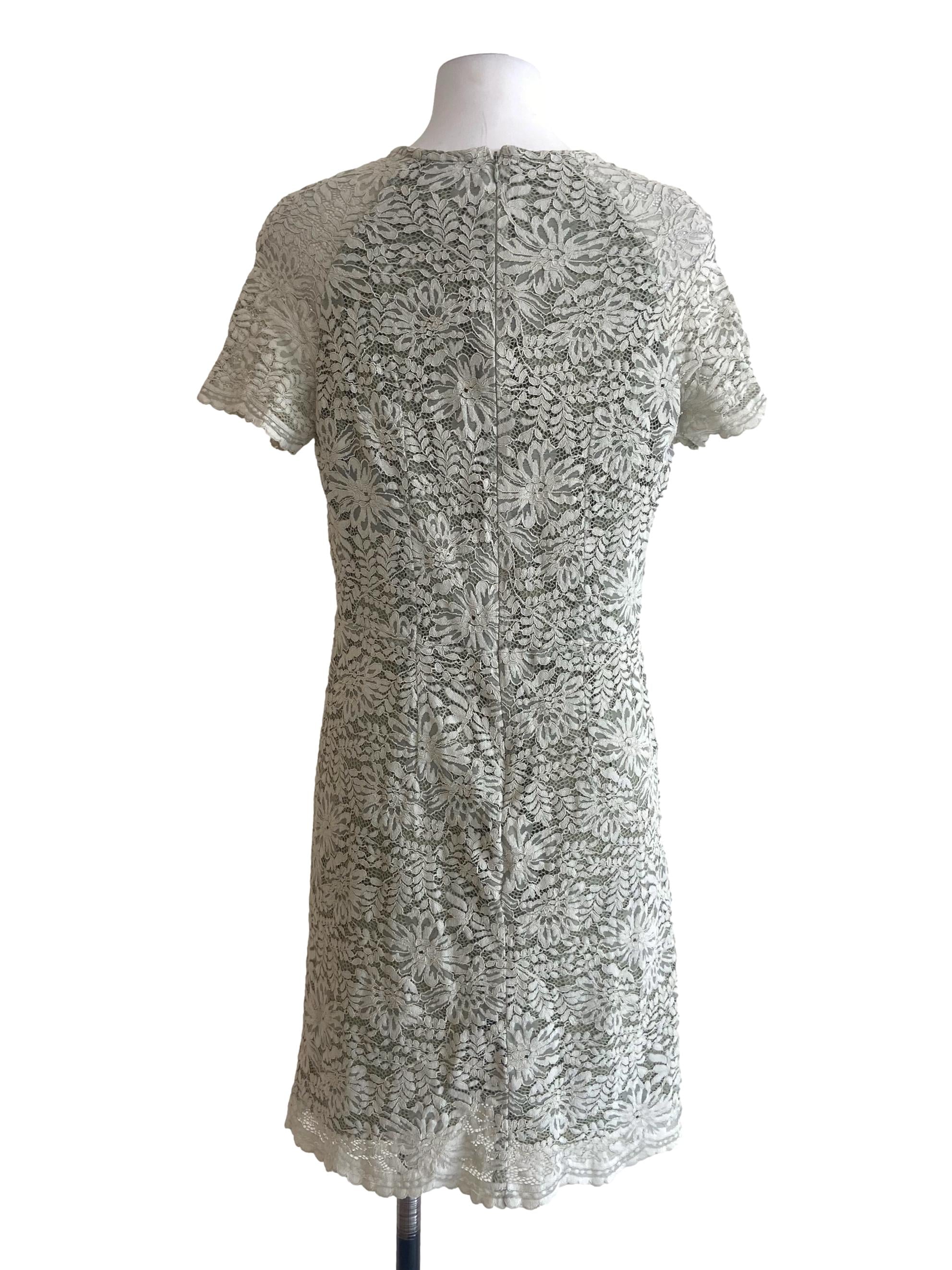 Green Floral Lace Shift Dress