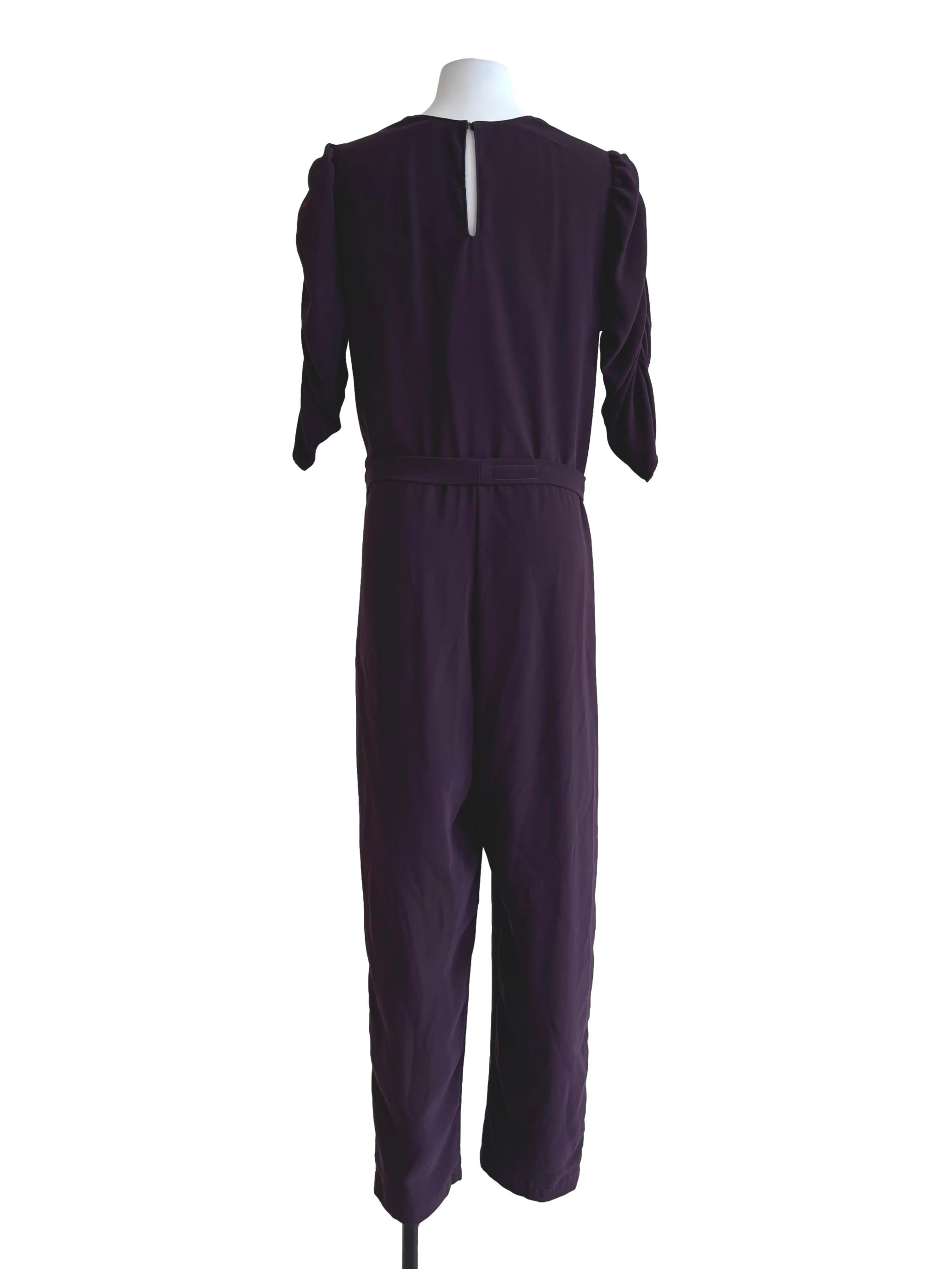 Eggplant Purple Surplice Jumpsuit