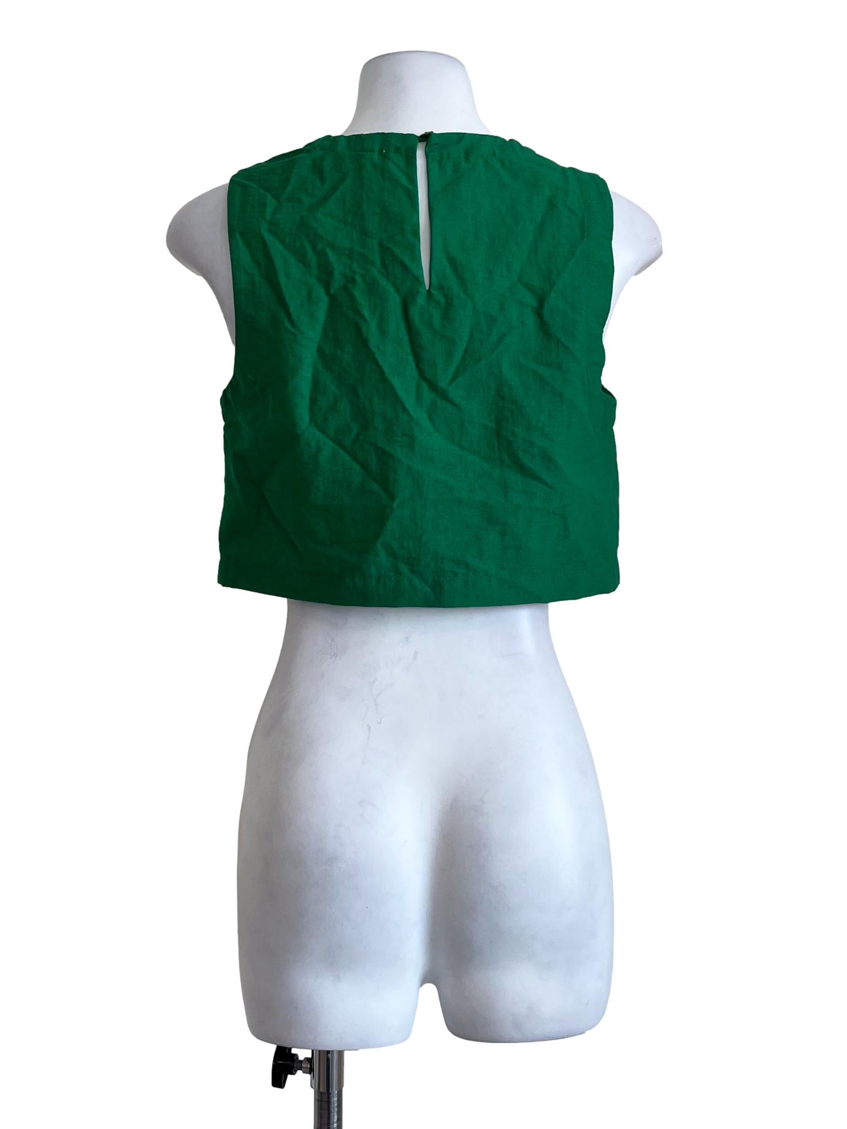 Green Plain Round Neck Blouse