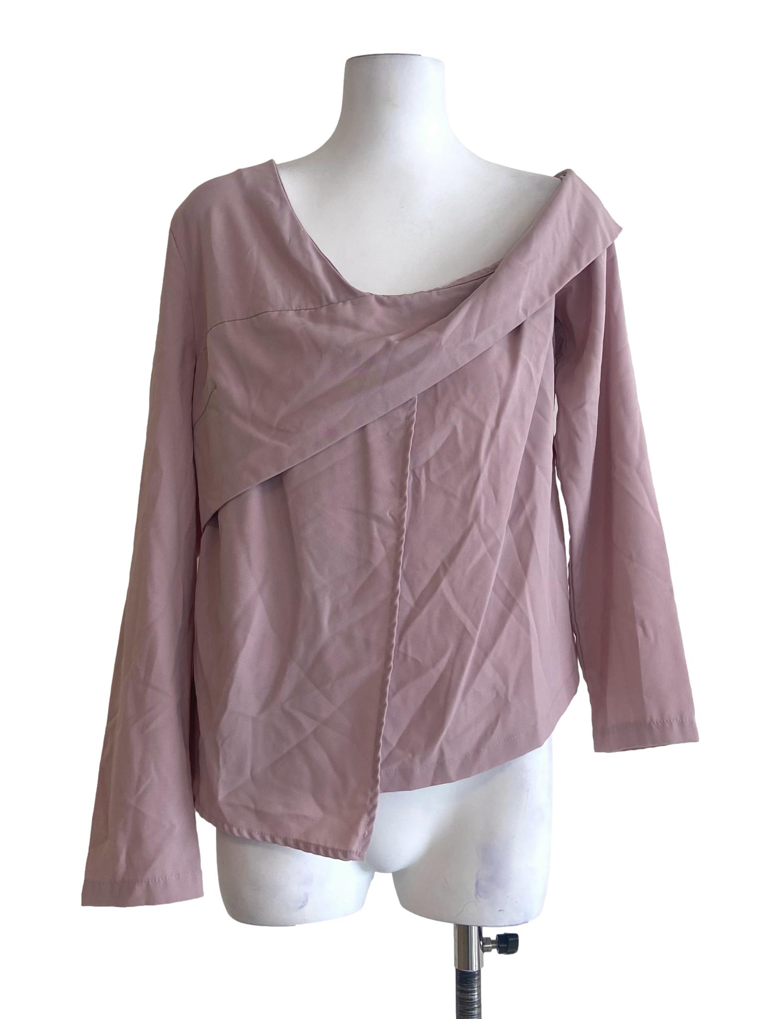 Crepe Pink Asymmetric Blouse
