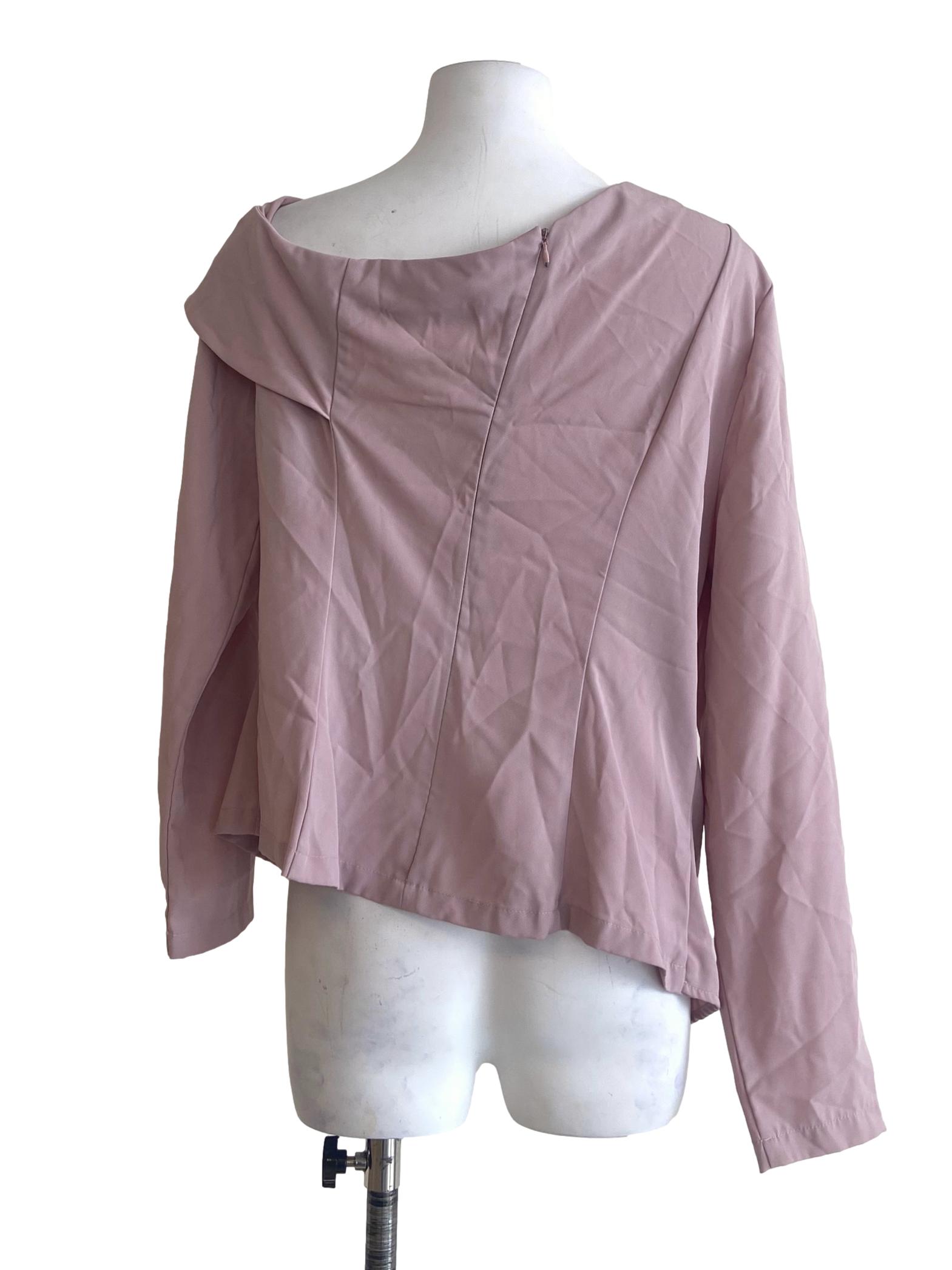 Crepe Pink Asymmetric Blouse