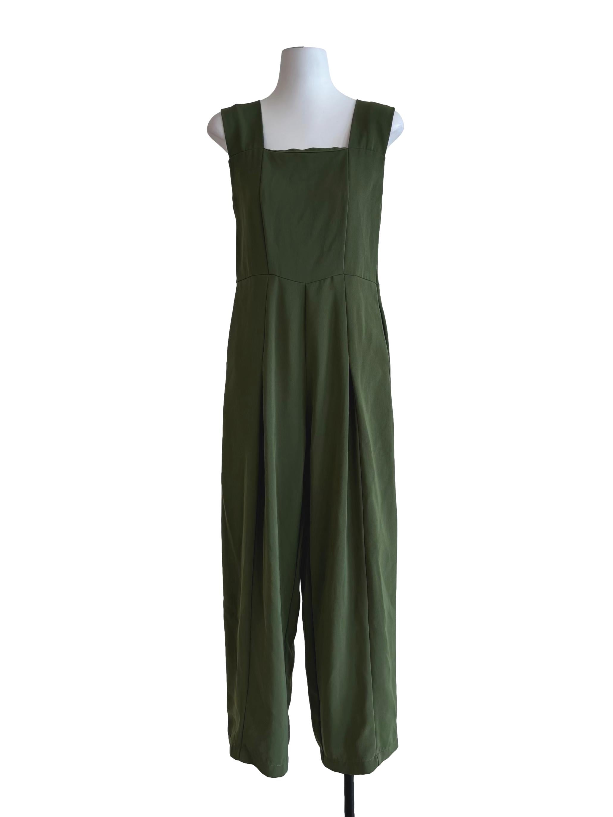 Avocado Green Sleeveless Jumpsuit