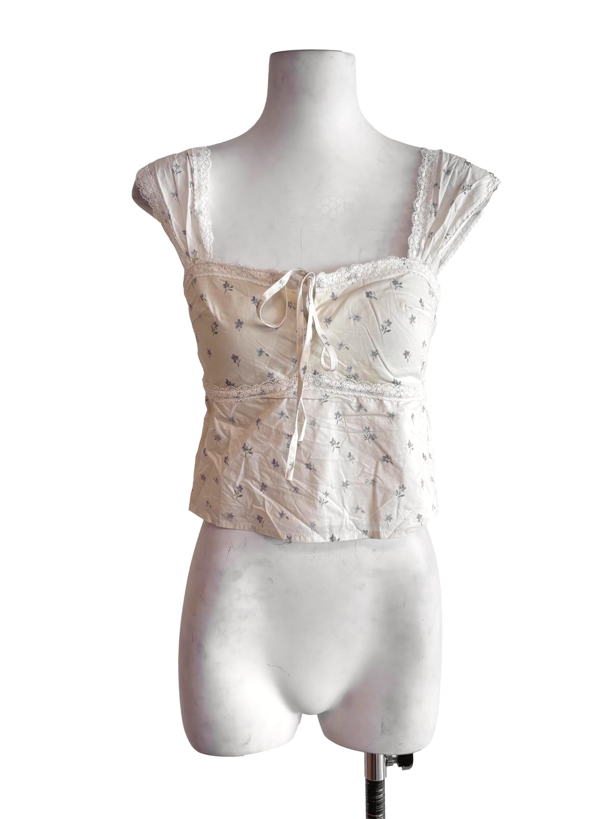 Cream Floral Prints Babydoll Top TTR