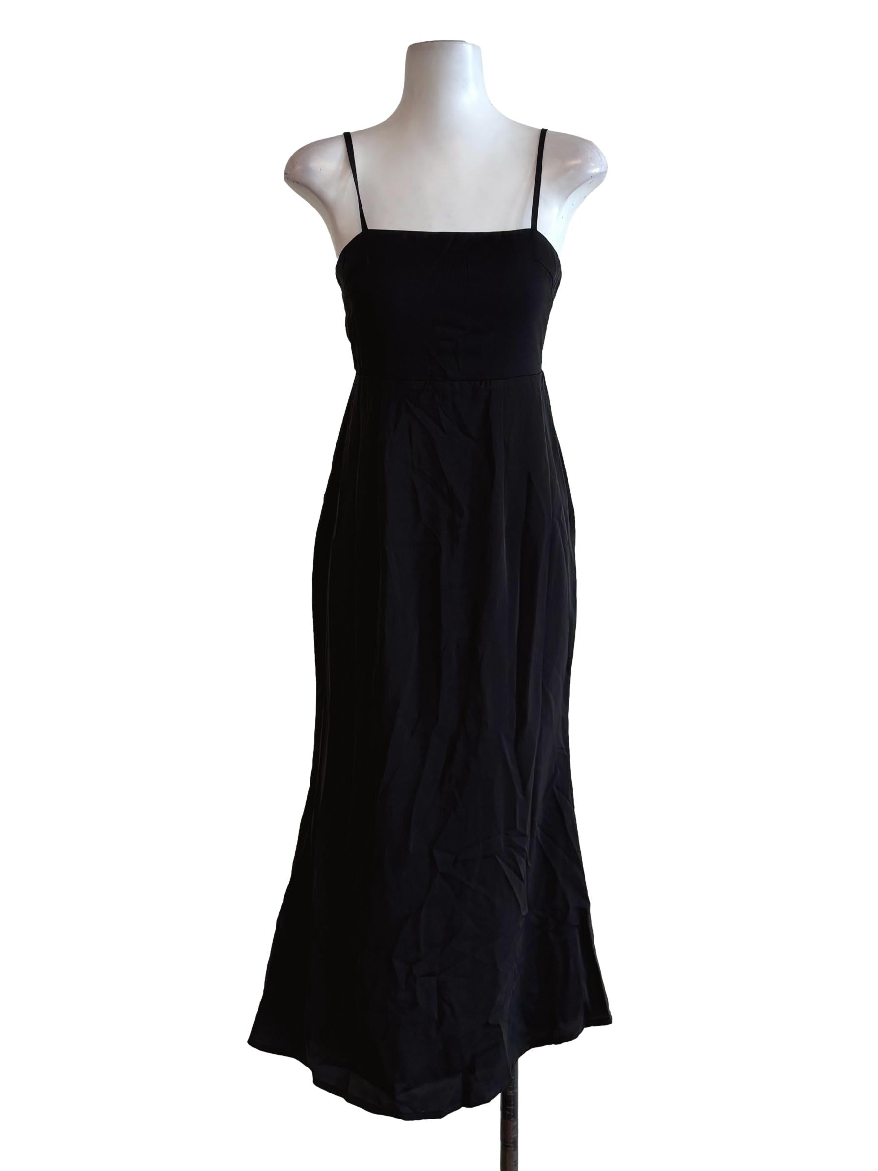 Night Black Spaghetti Strap Slip Dress TTR