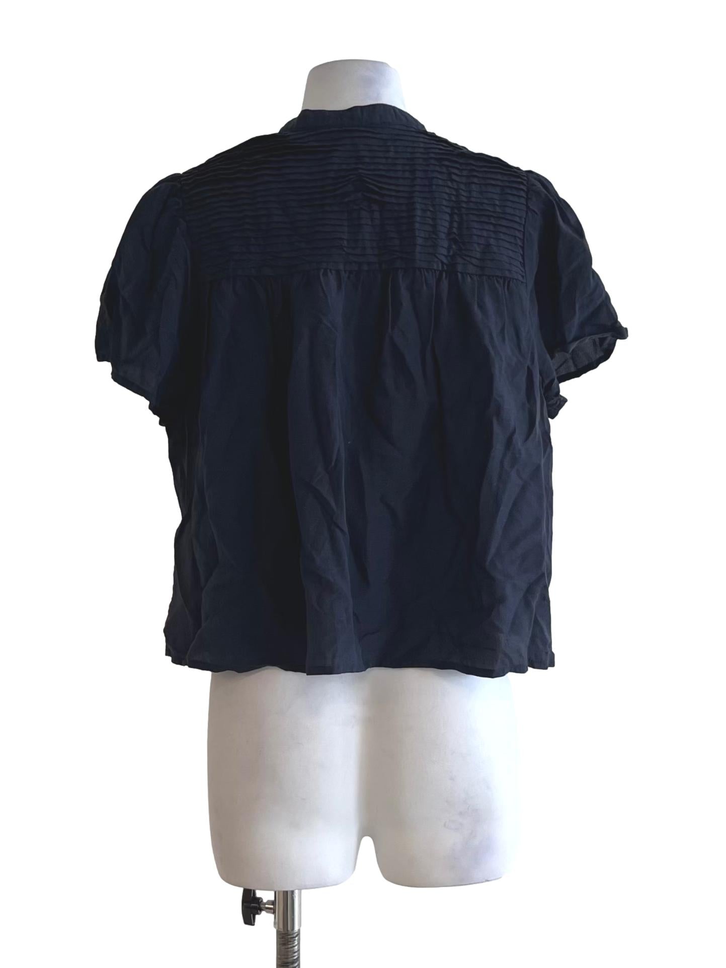 Navy Blue Jewel Neckline Blouse TEM