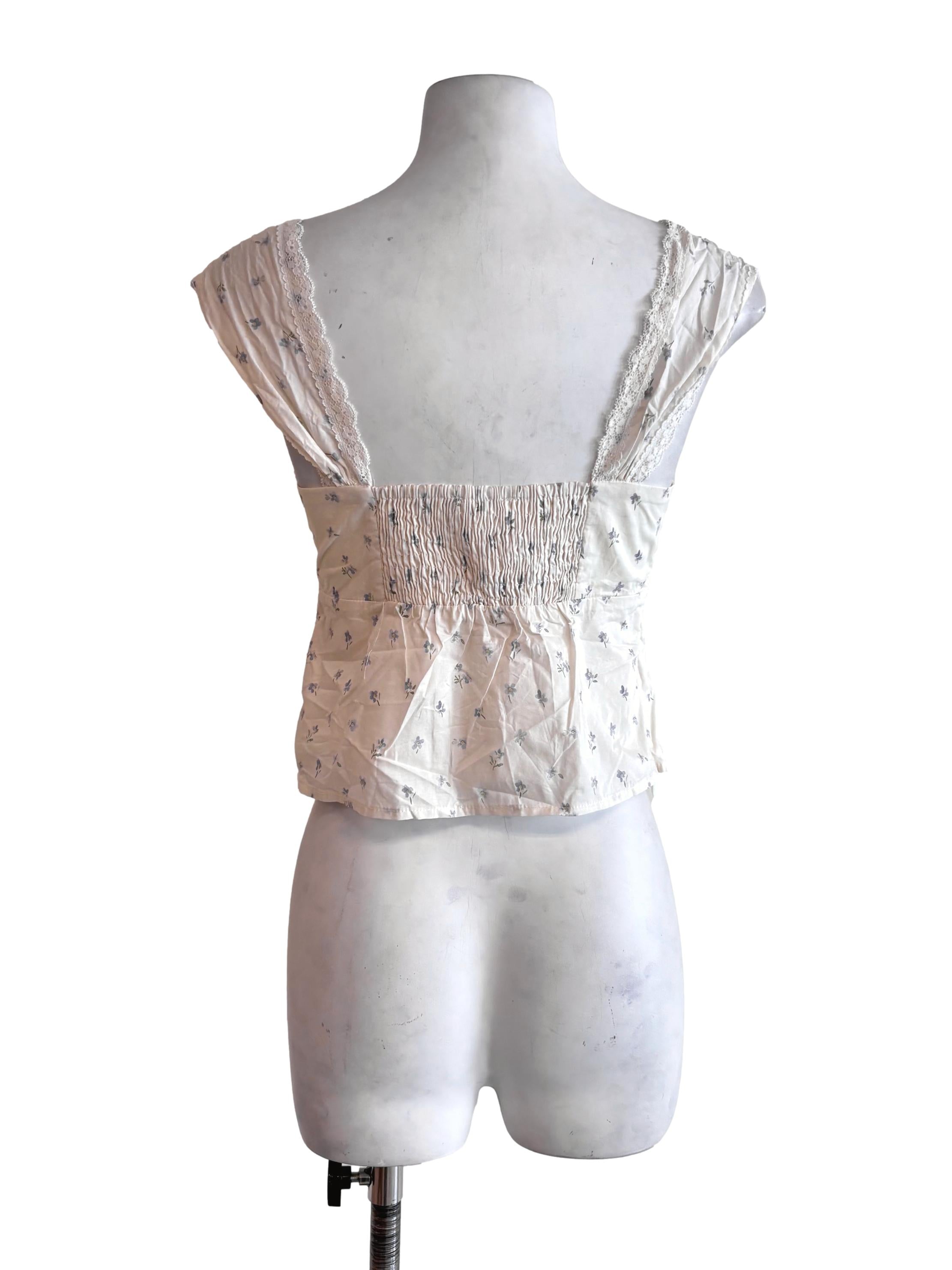 Cream Floral Prints Babydoll Top TTR
