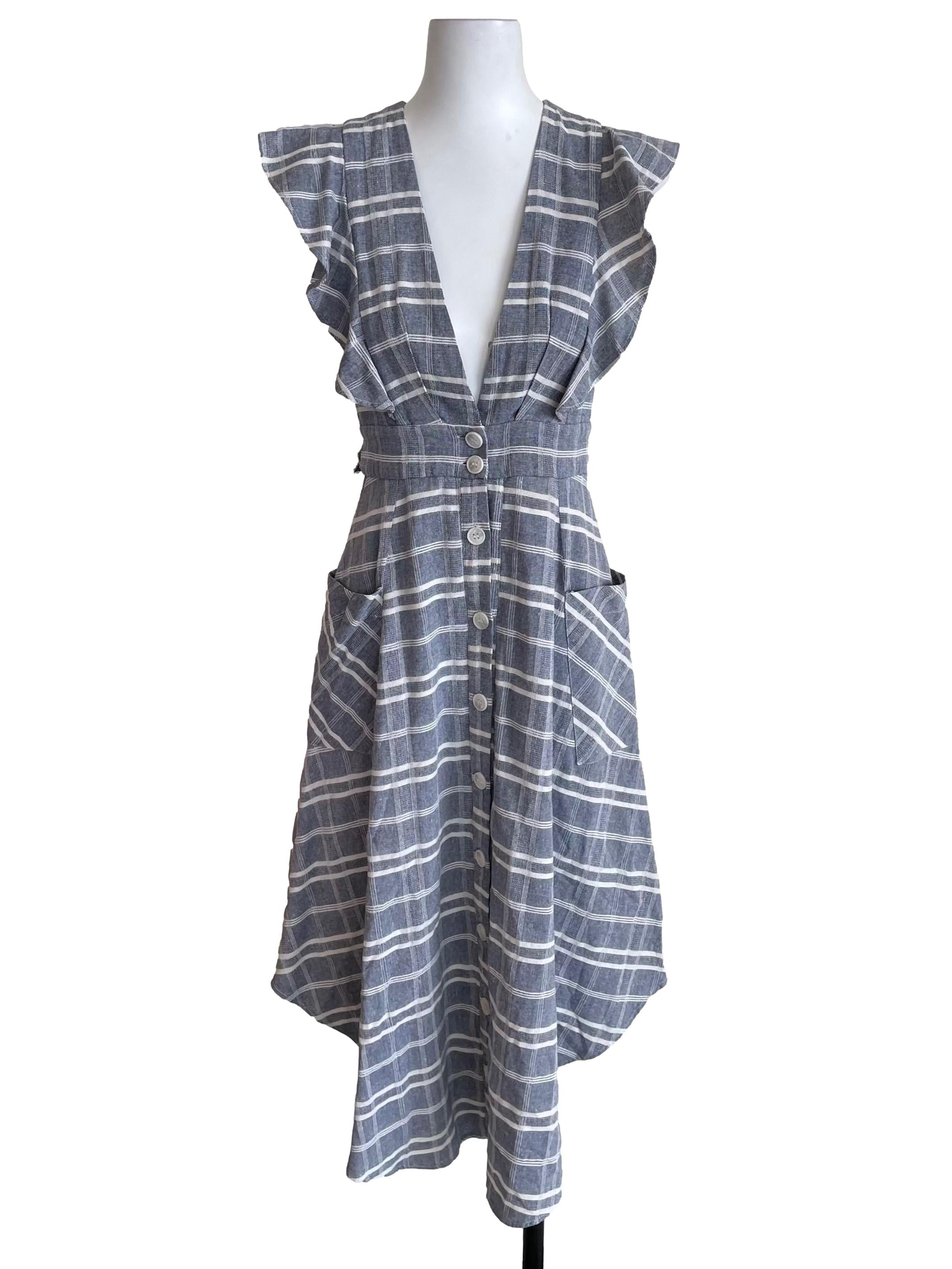 Cool Fossil Grey Plaid Triangle Dress
