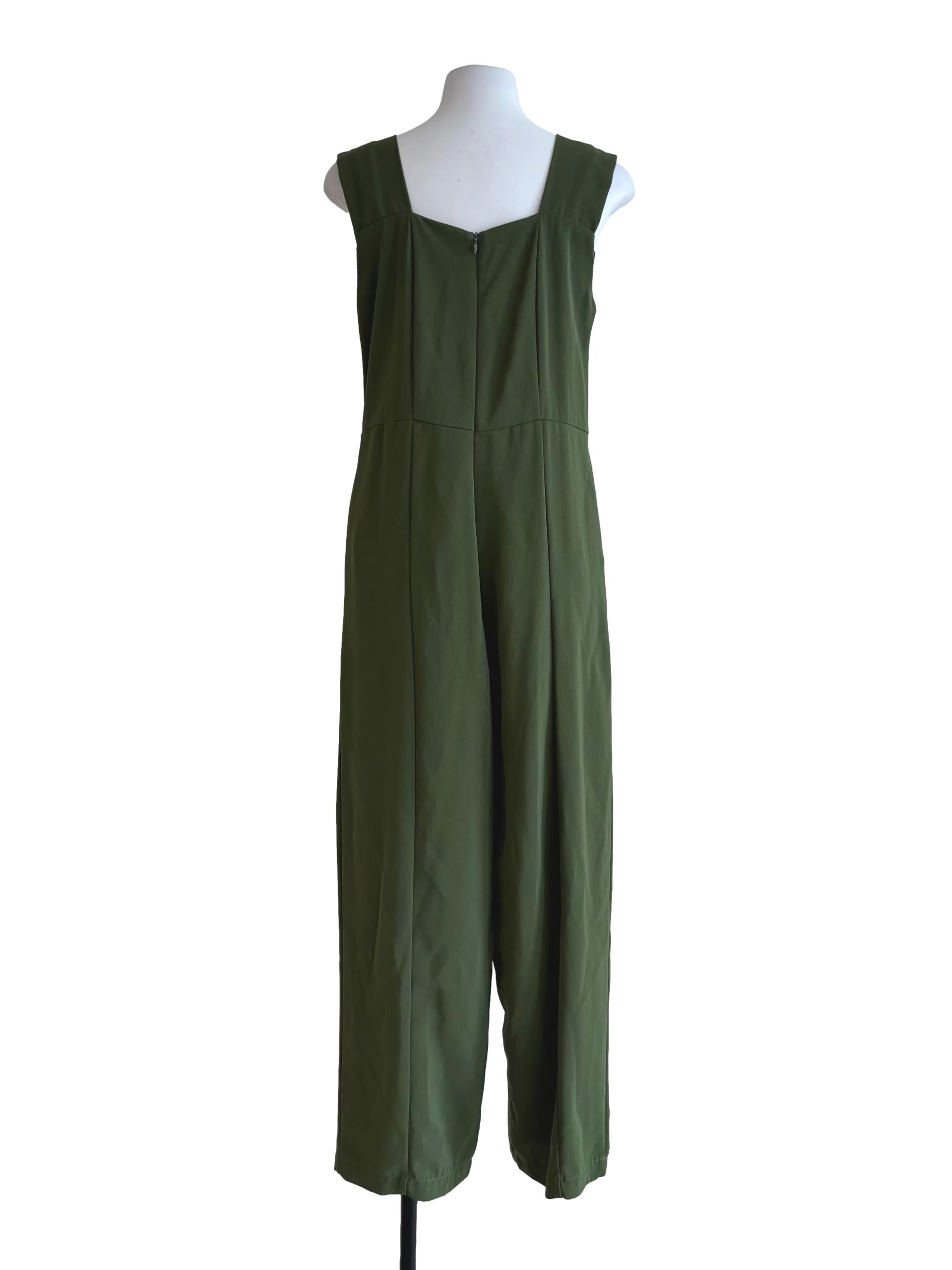 Avocado Green Sleeveless Jumpsuit