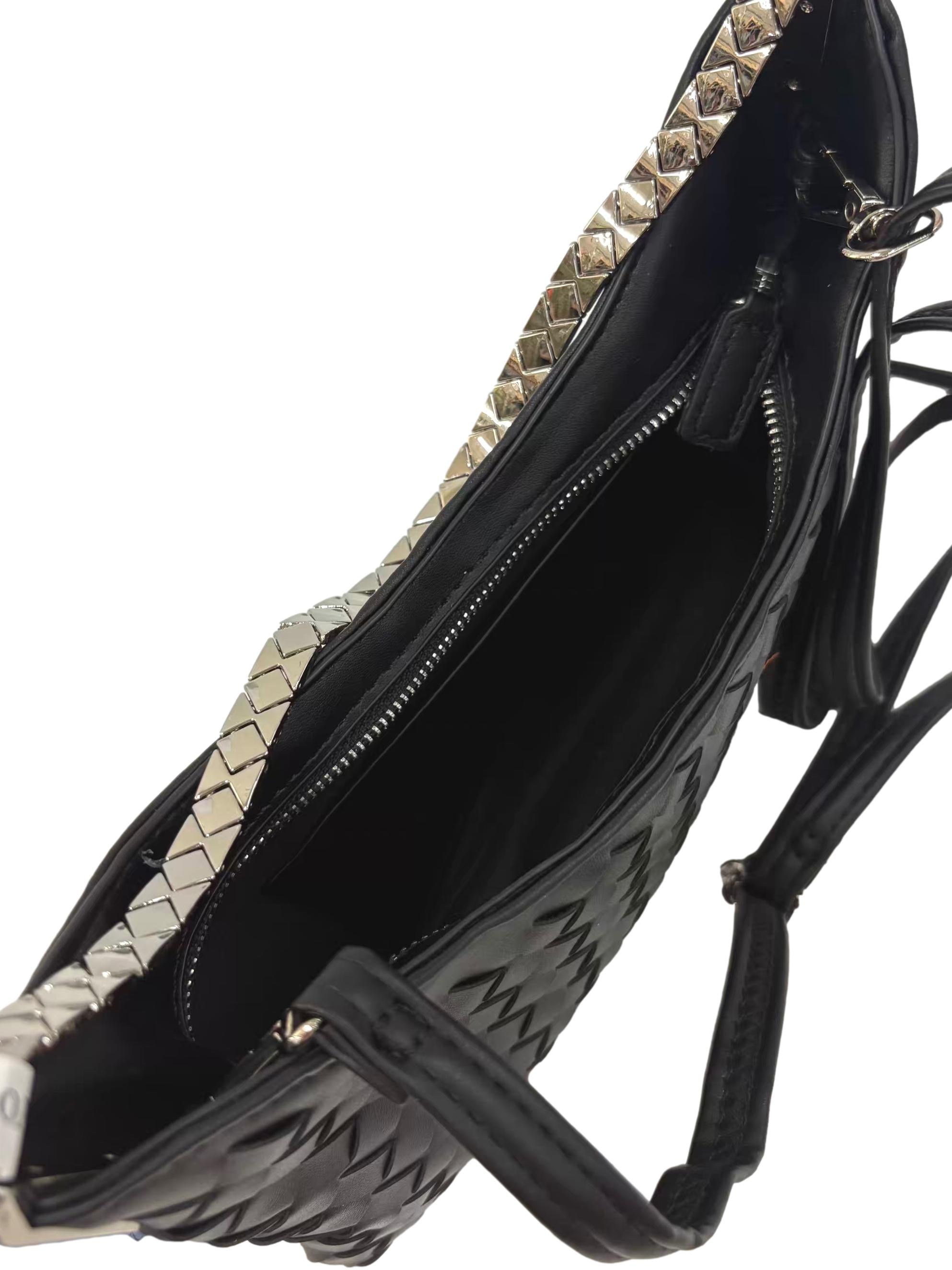 Black Intrecciato Wallace Crossbody Bag