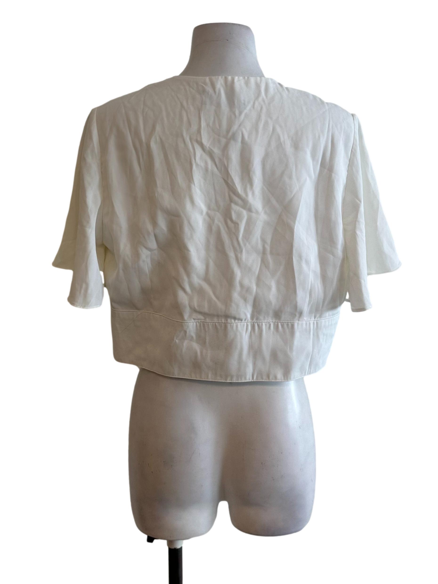 Ivory White V Neck Button Top