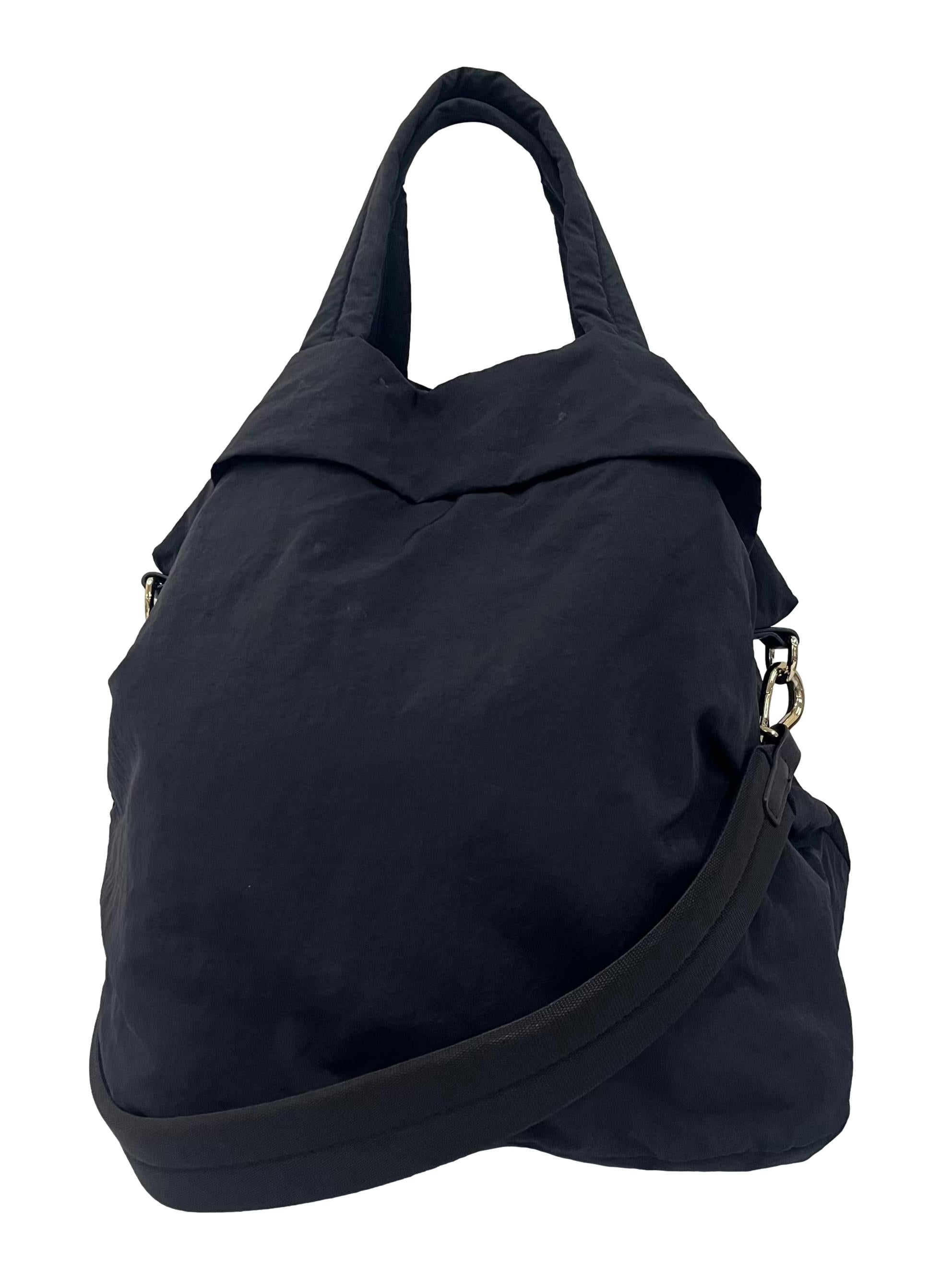 Black Tote Bag With Detachable Crossbody Strap