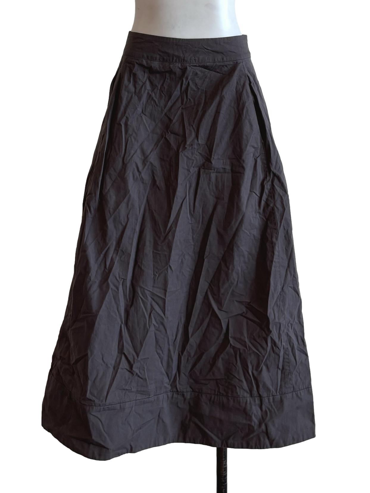Graphite Grey Cotton A-Line Skirt