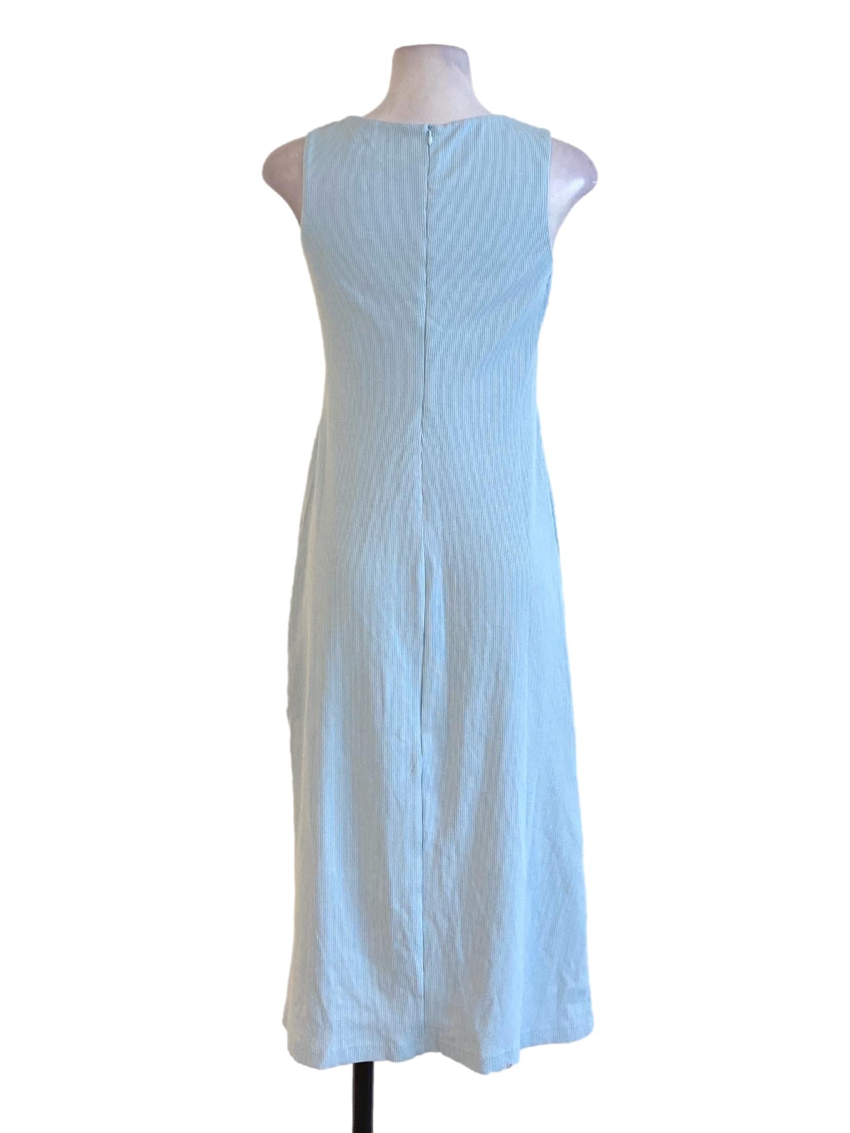 Pastel Blue Square Neck Bodycon Slit Dress