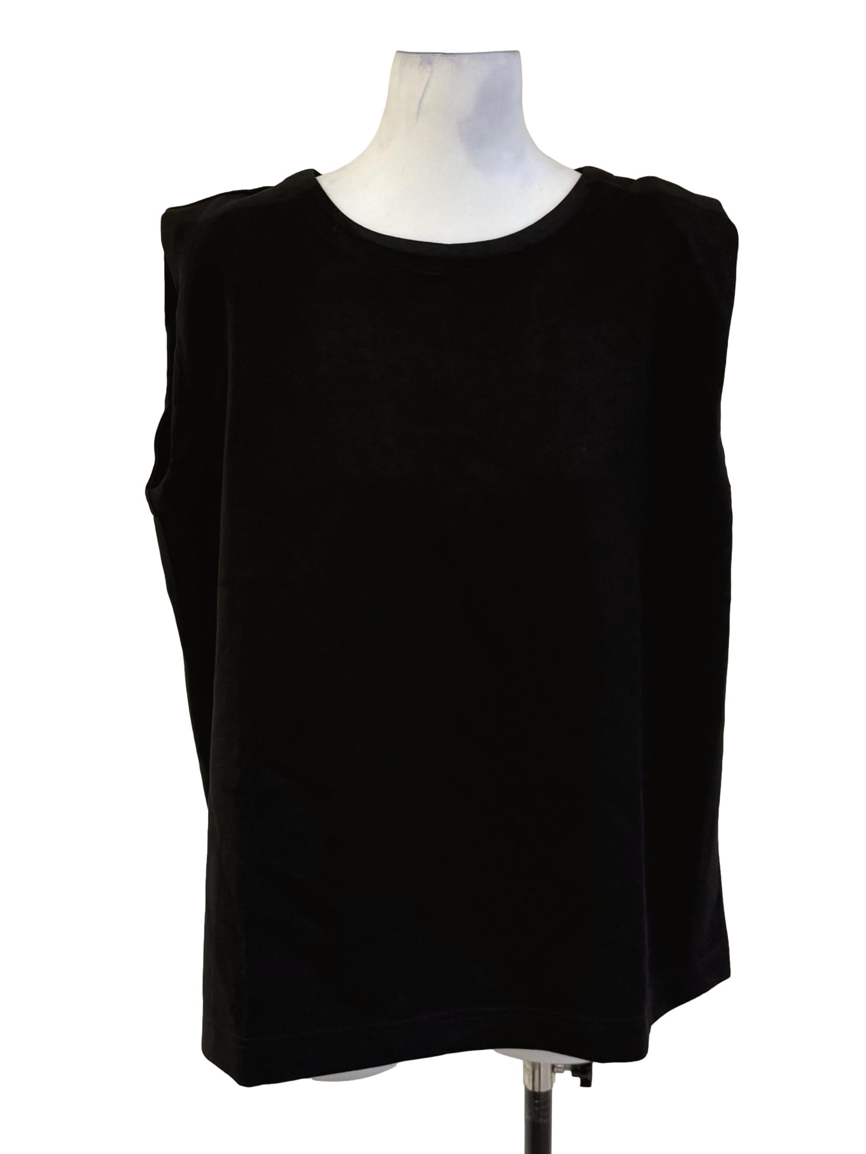 Black Sleeveless Boxy T Shirt