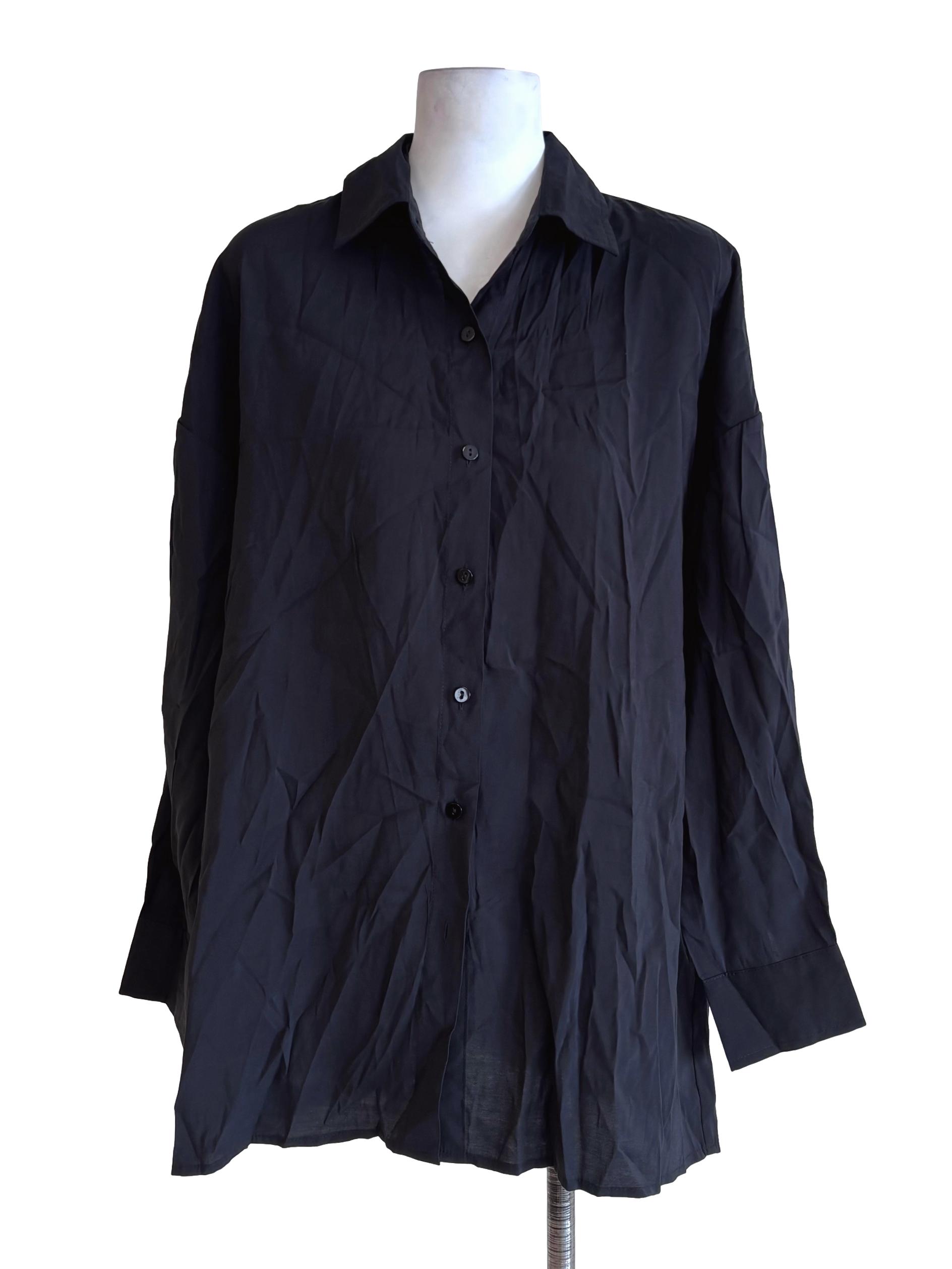 Black Button Down Oversize Shirt TTR