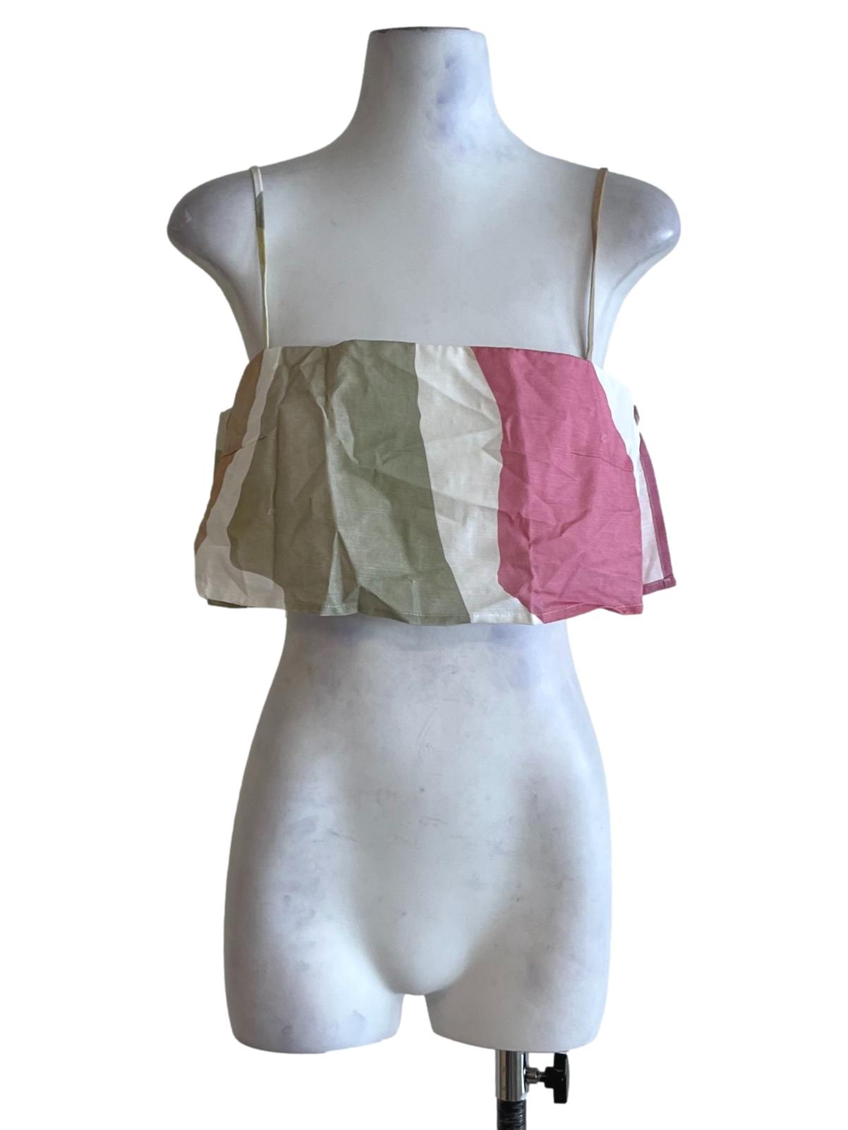 Green Spaghetti Strap Cropped Top