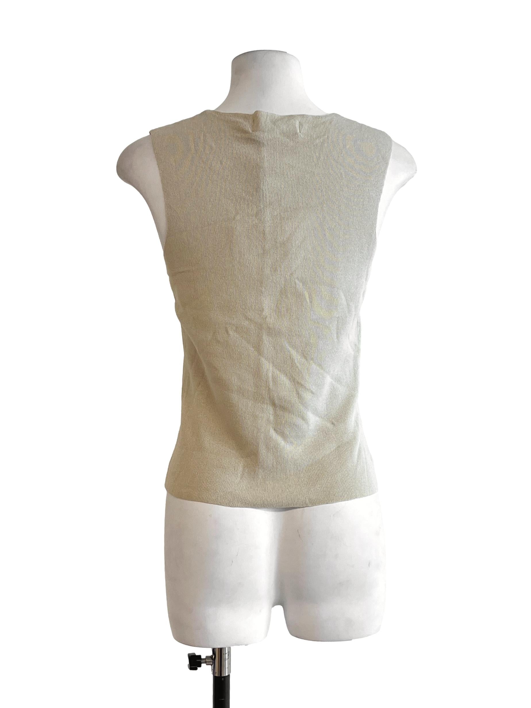 Linen White V-Neck Sleeveless Top