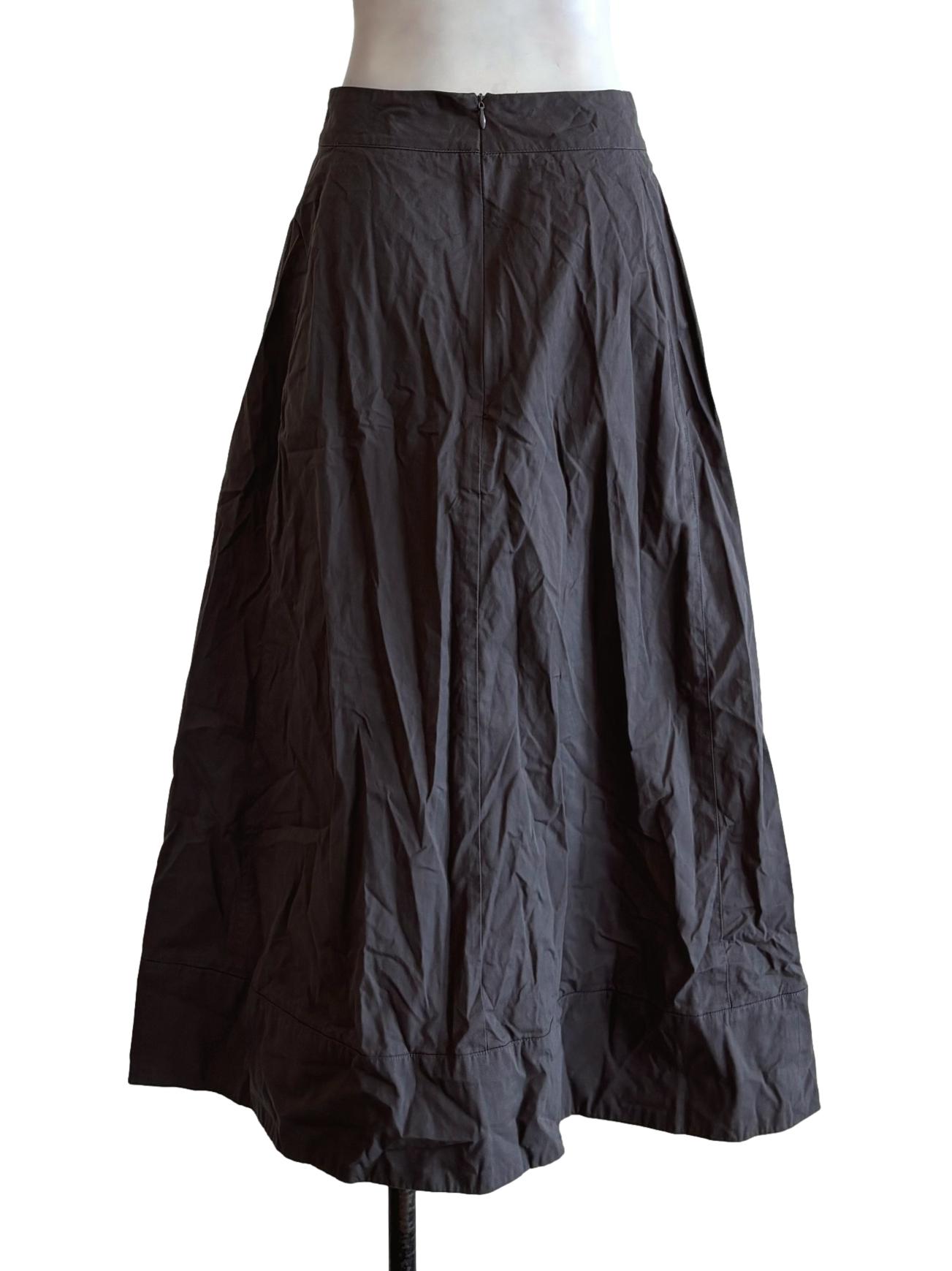 Graphite Grey Cotton A-Line Skirt