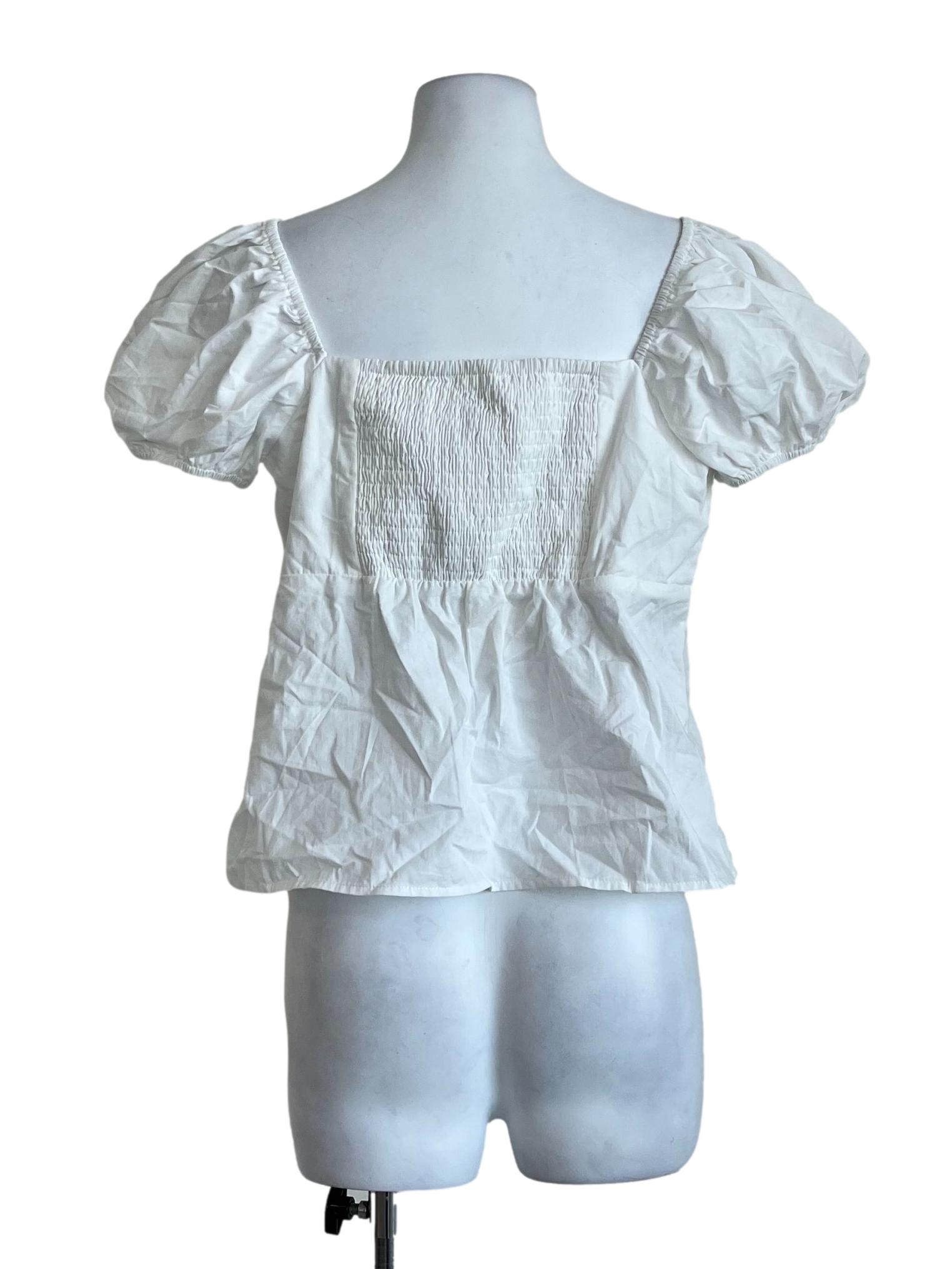 White Plain Square Neck Blouse