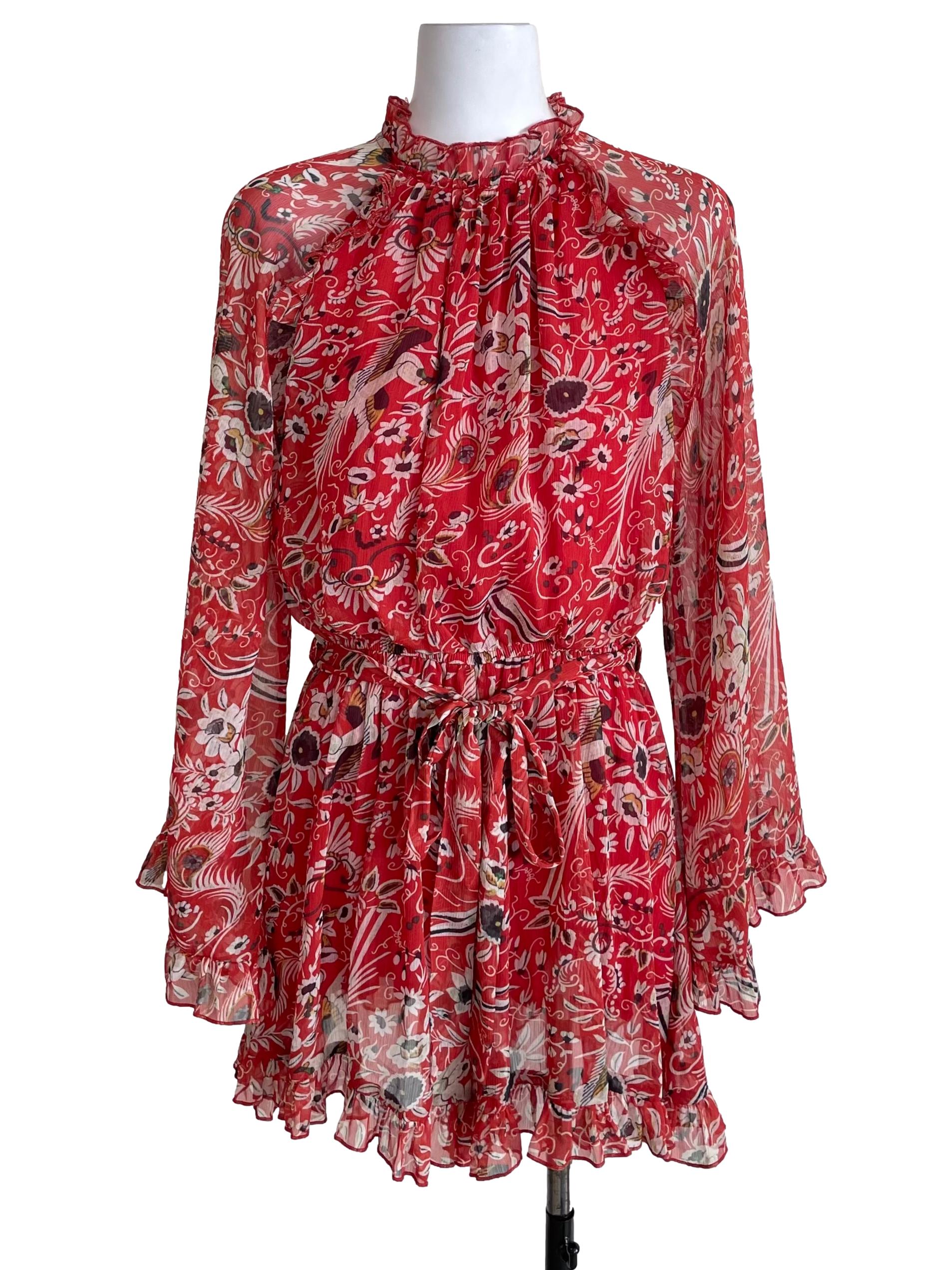 Fire Red Floral Gypsy Romper
