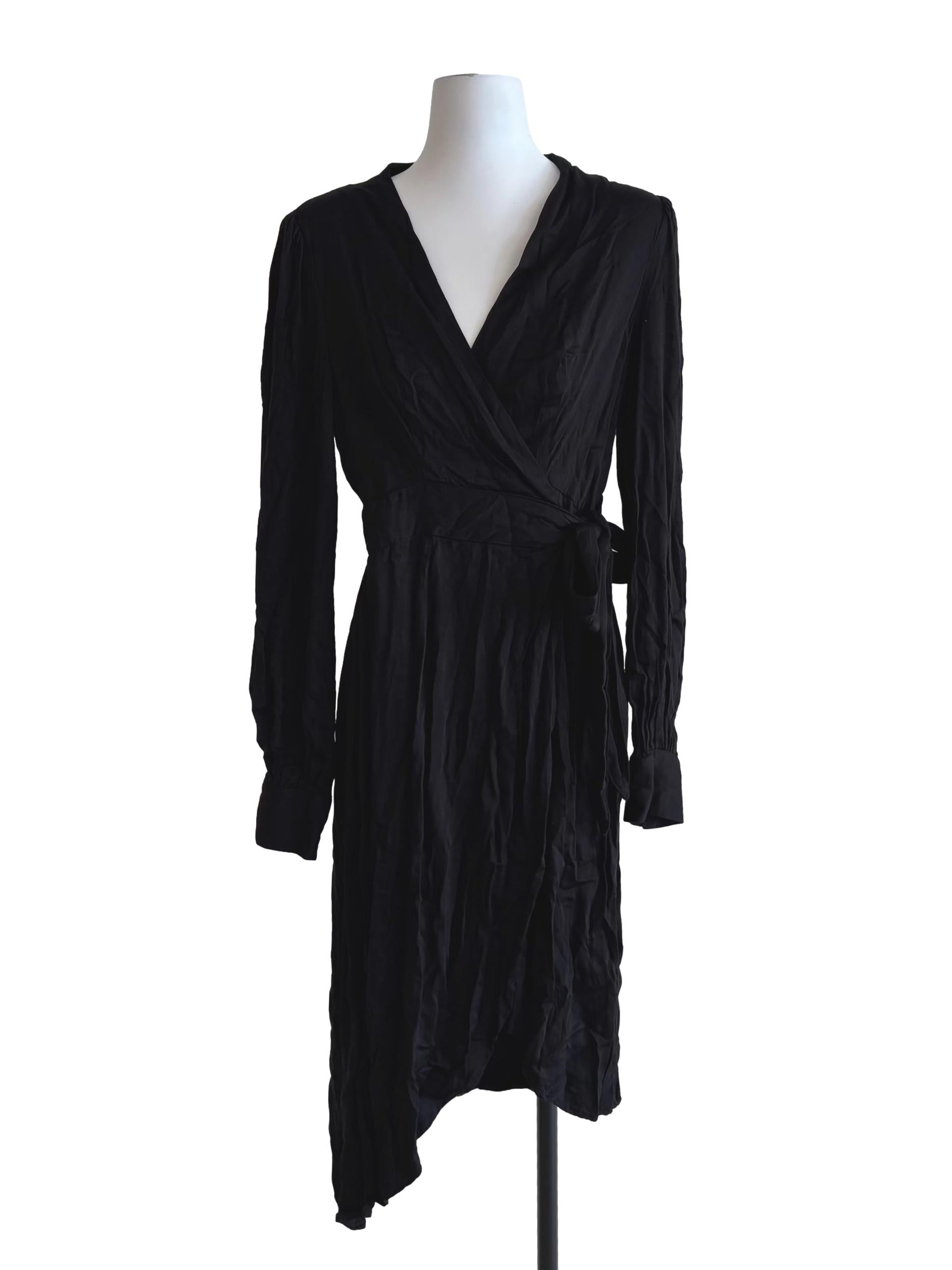 Onyx Black Surplice Wrap Dress