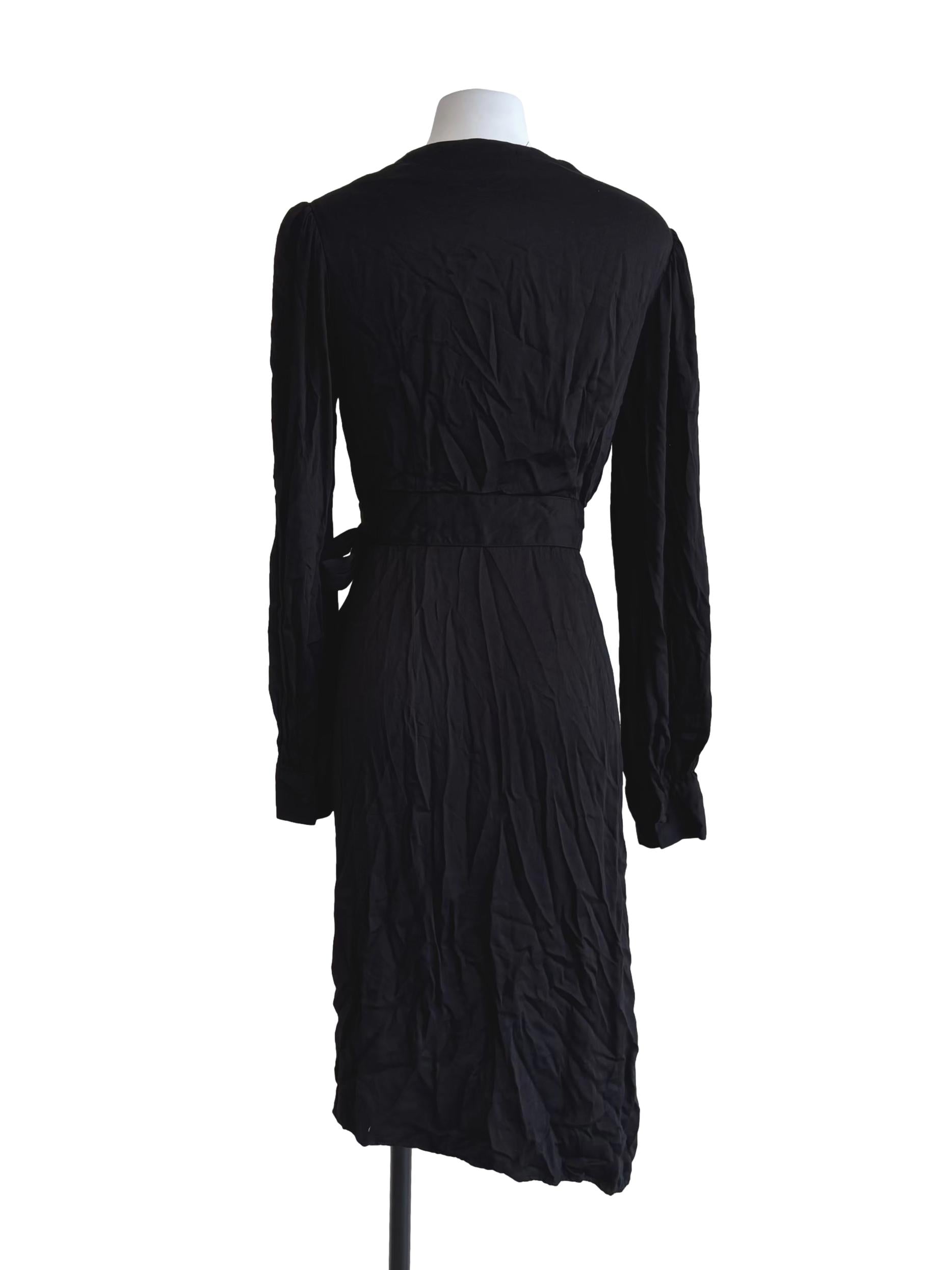 Onyx Black Surplice Wrap Dress