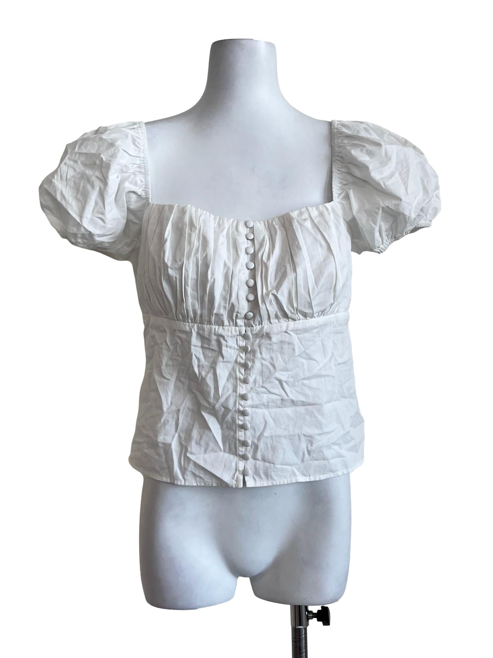 White Plain Square Neck Blouse