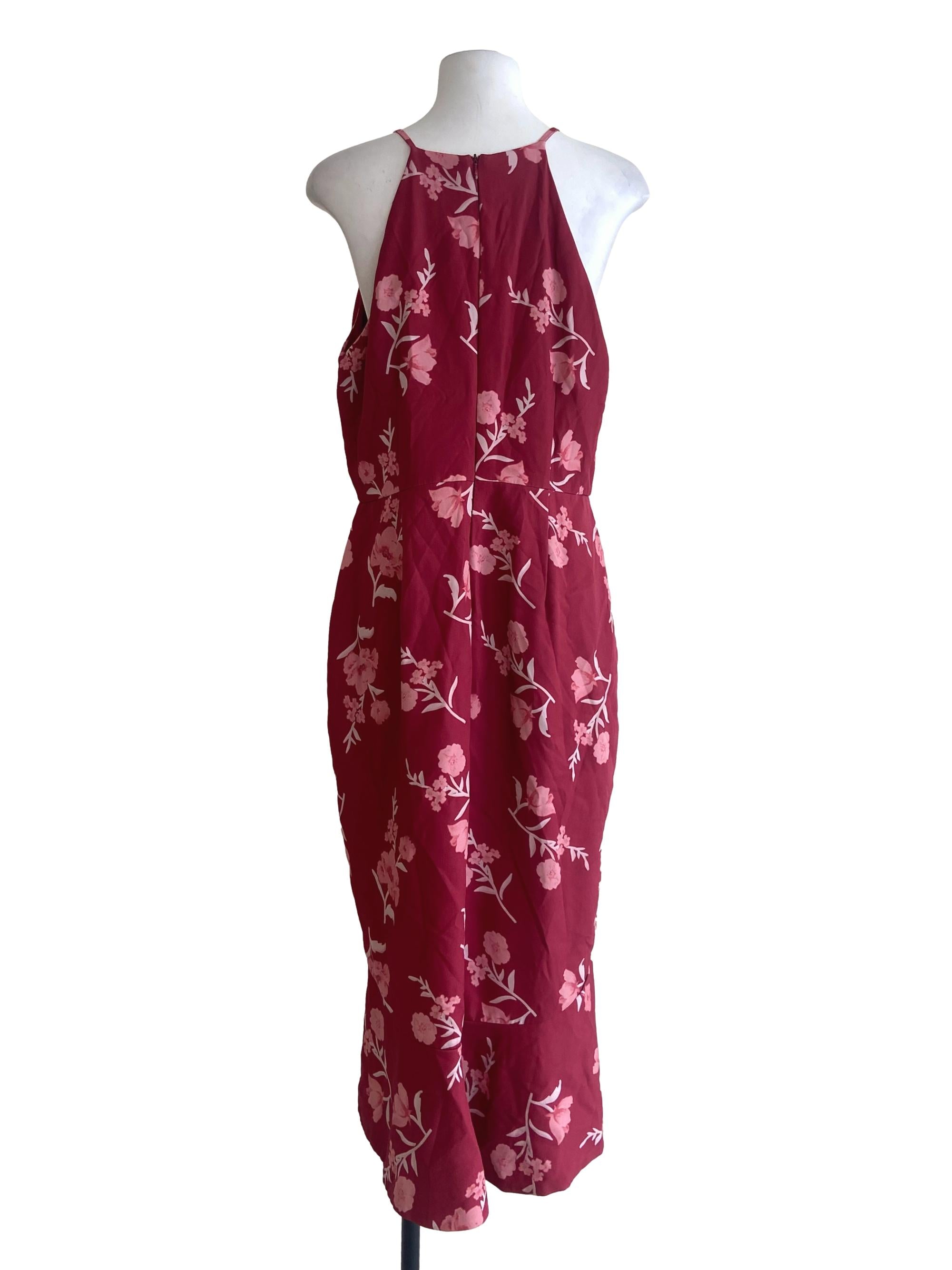Red & Floral Spaghetti Strap Asymmetric Dress