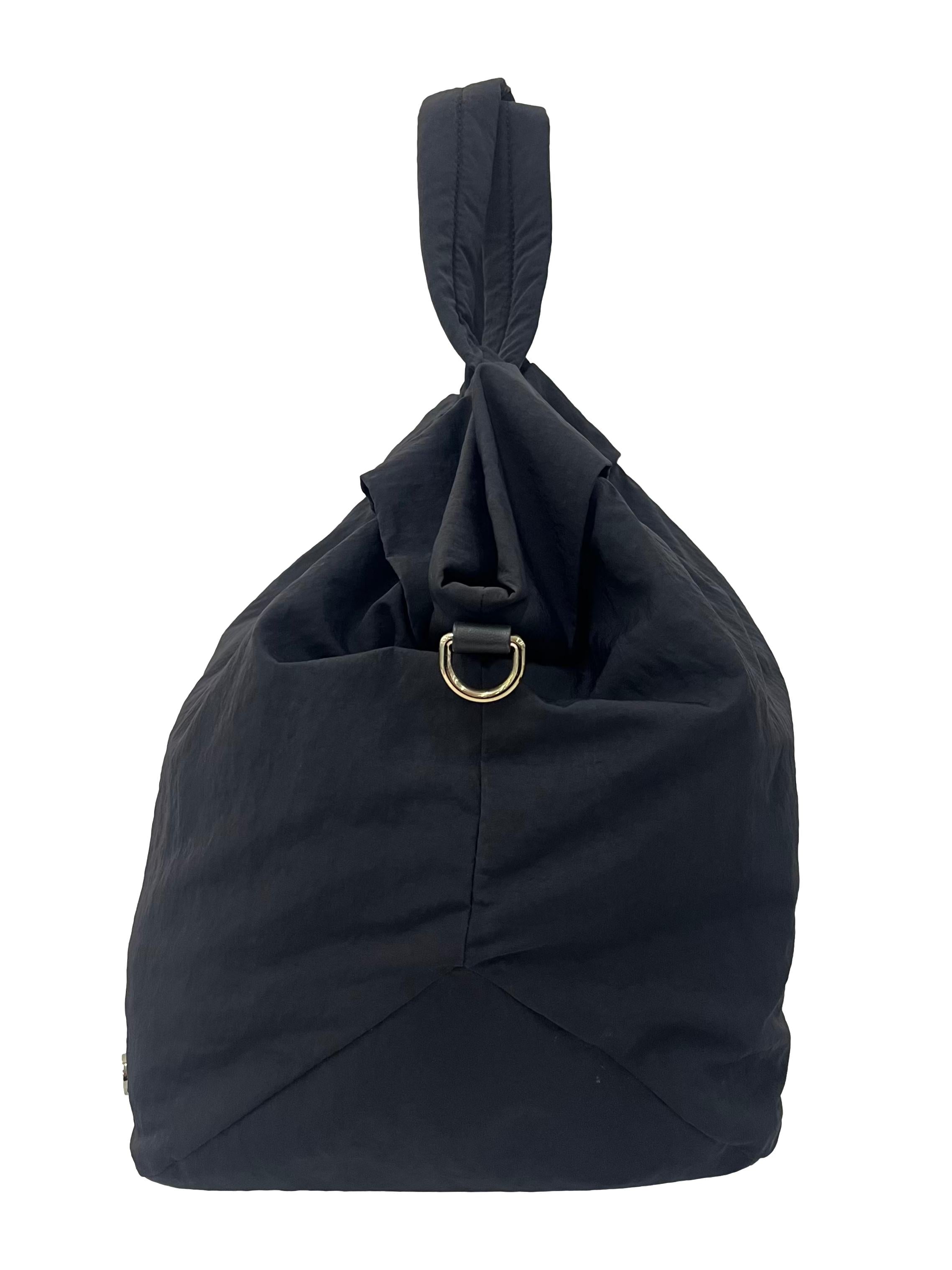 Black Tote Bag With Detachable Crossbody Strap