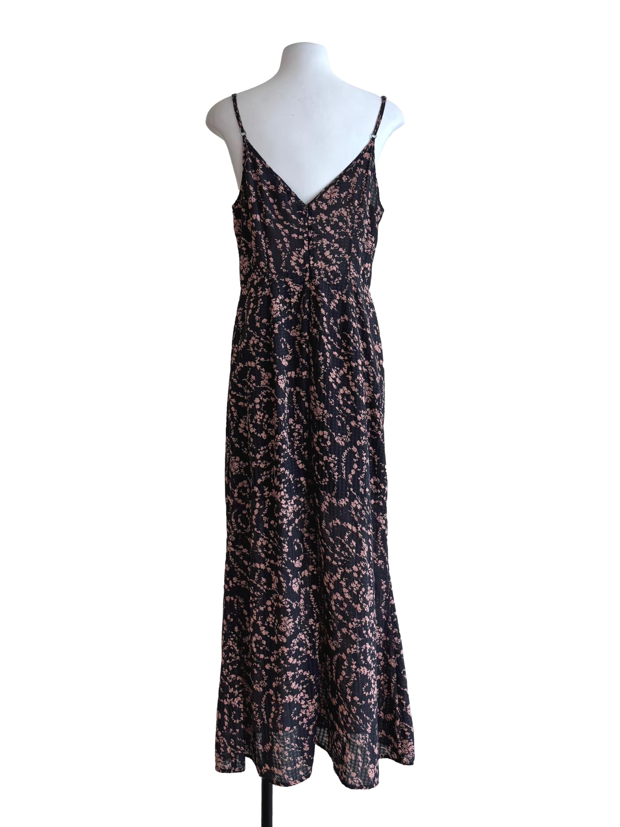 Abbey Black Apricot Floral Maxi Dress