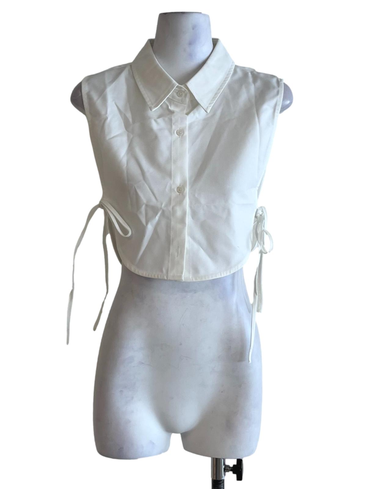 White Wing Collar Side Tie Top