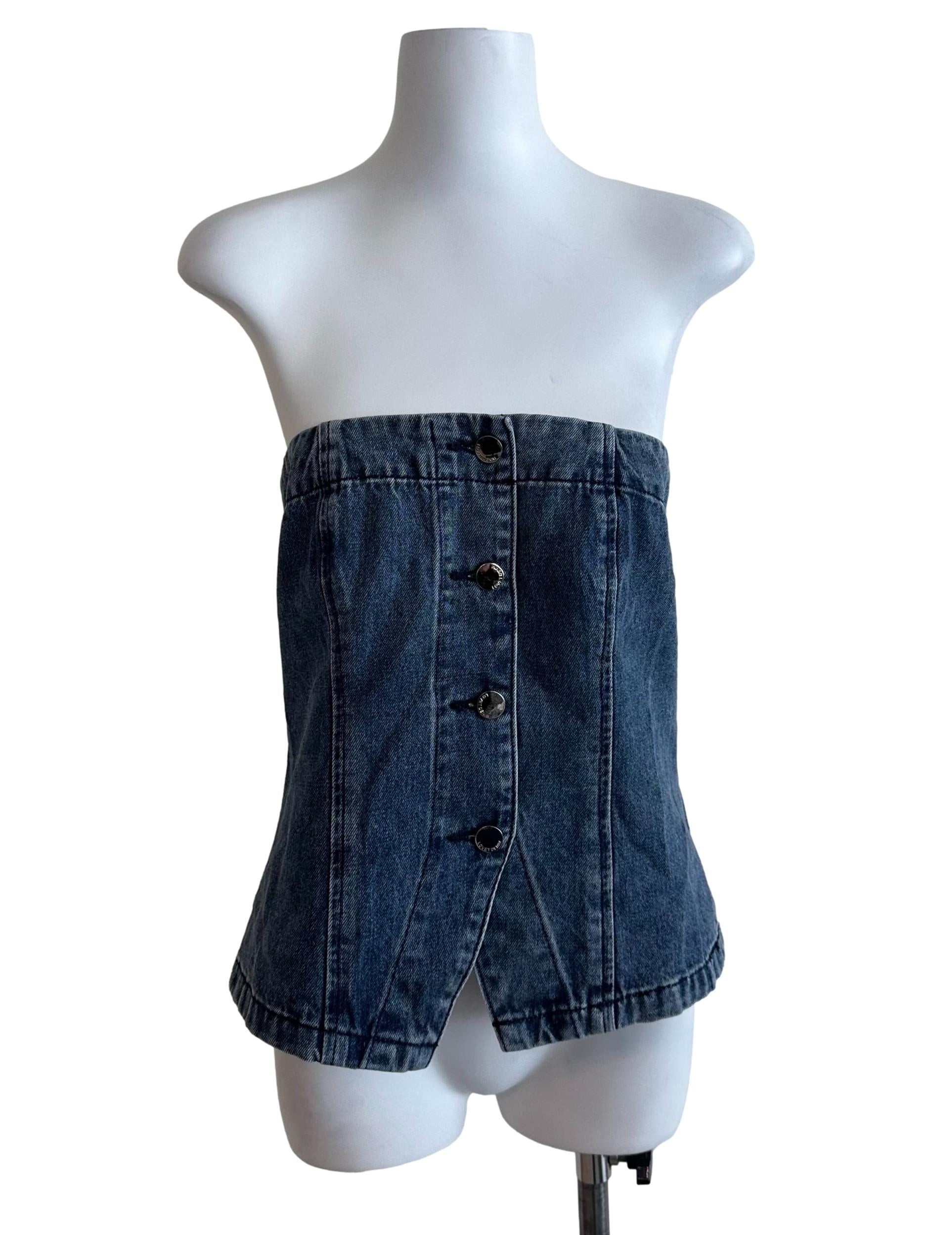Indigo Blue Denim Button Tube Top