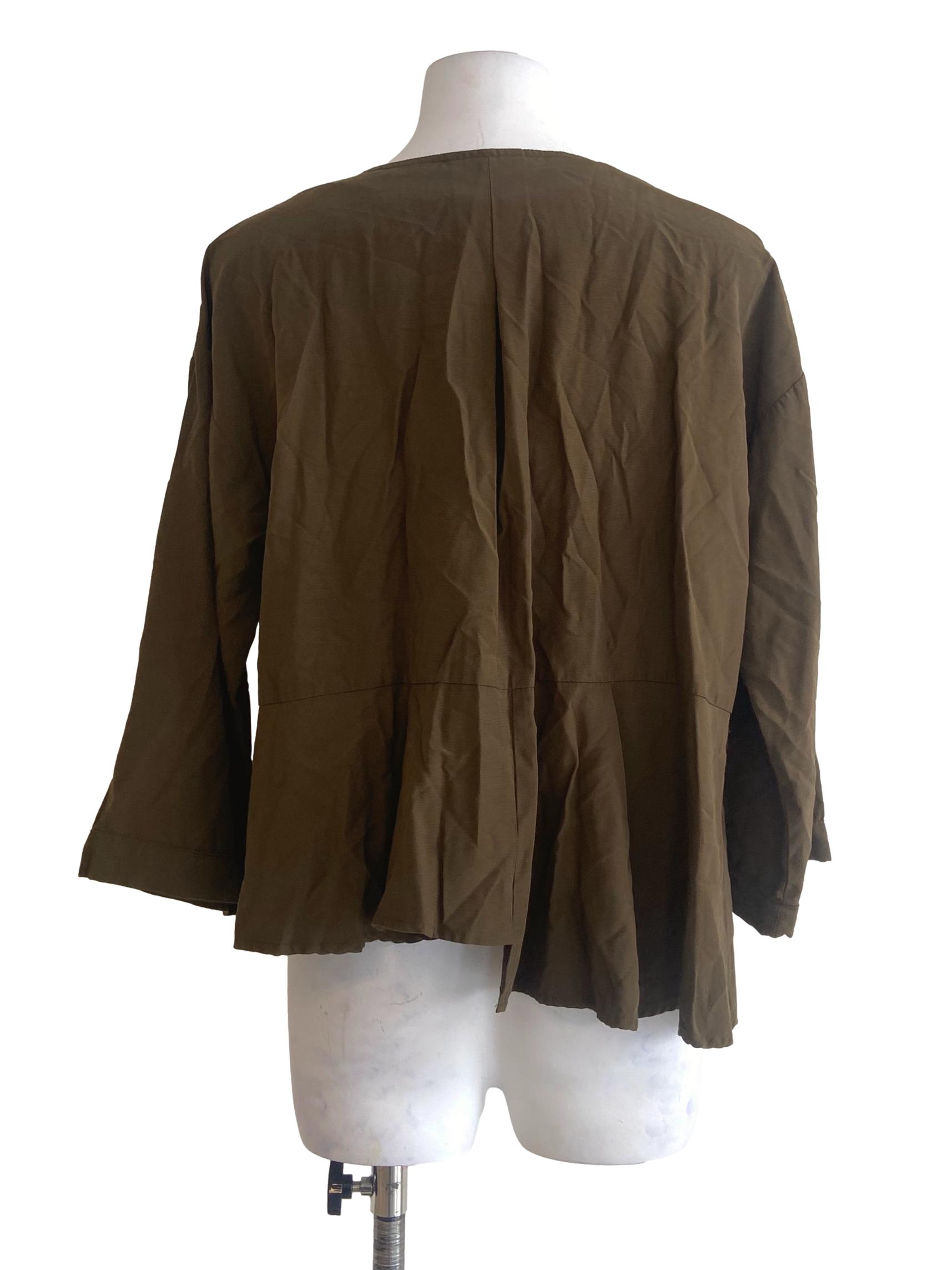 Pickle Green Zipper Peplum Blouse