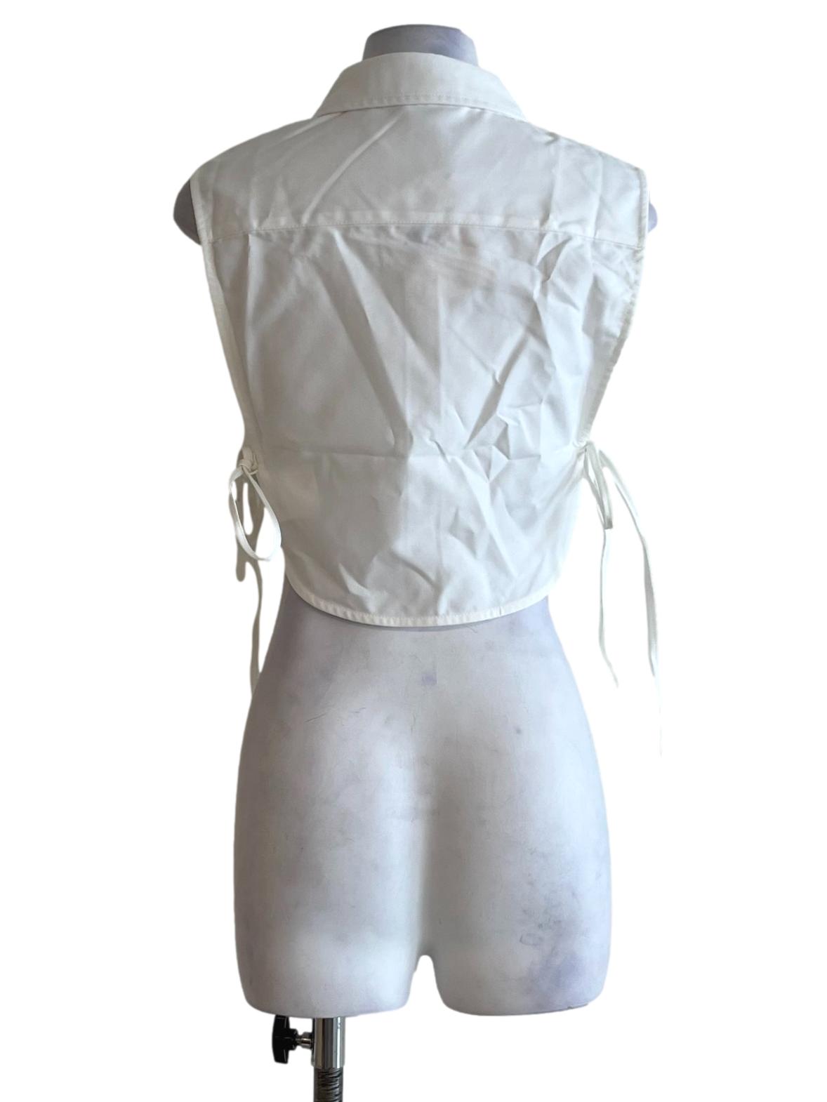White Wing Collar Side Tie Top